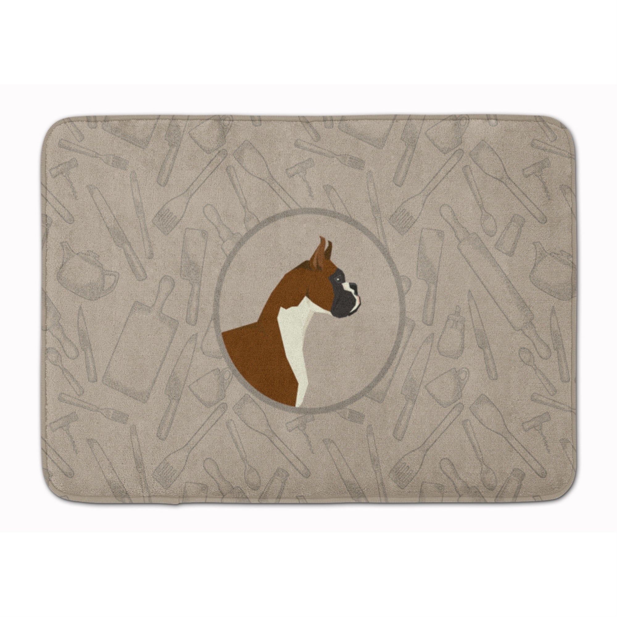 Caroline'S Treasures Boxer In The Kitchen Machine Washable Memory Foam Mat Doormats, Multicolor