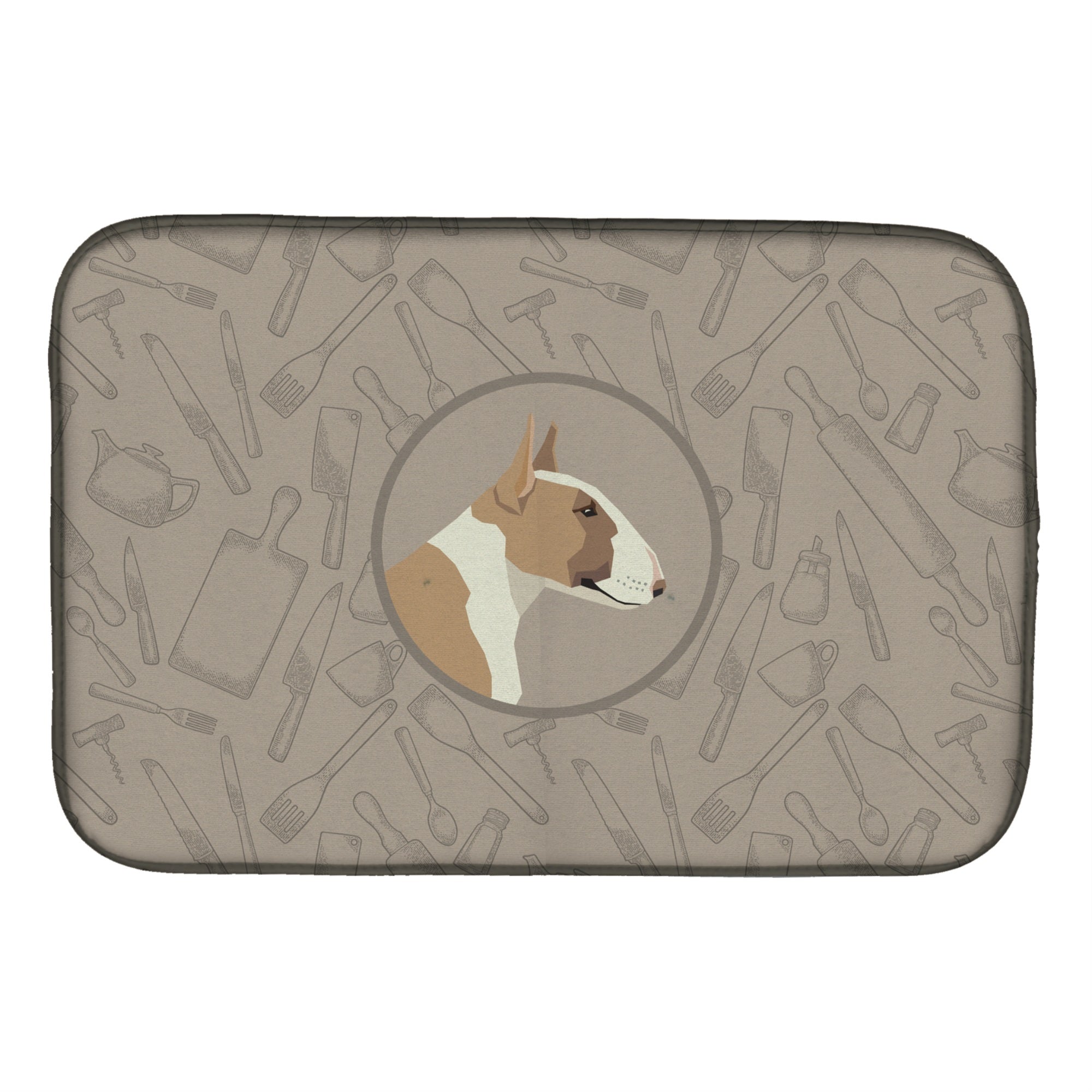 Caroline'S Treasures Ck2175Ddm Fawn And White Bull Terrier Kitchen Dish-Drying-Mats, 14X21, Multicolor