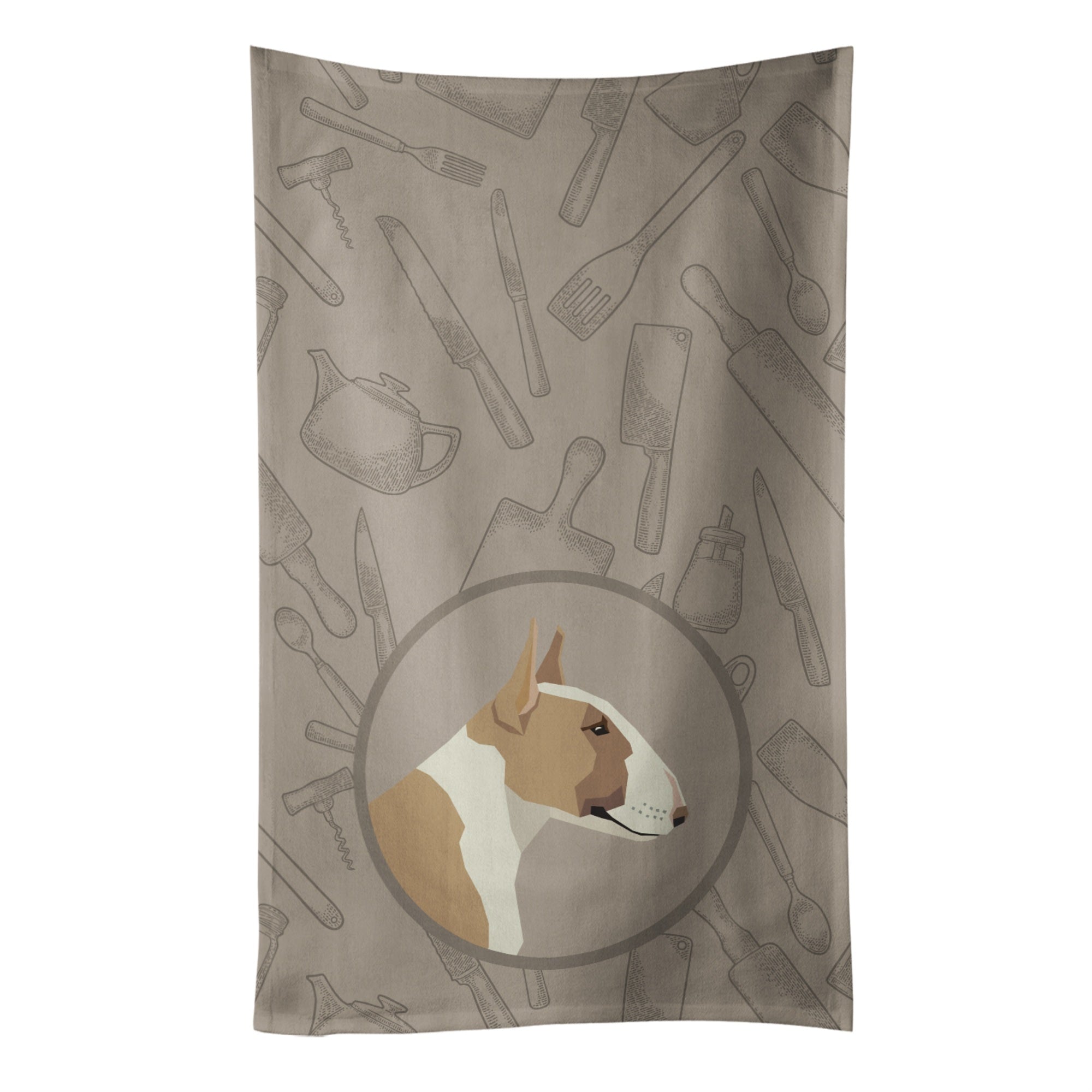 Caroline'S Treasures Ck2175Ktwl Fawn And White Bull Terrier In The Kitchen Kitchen Towel