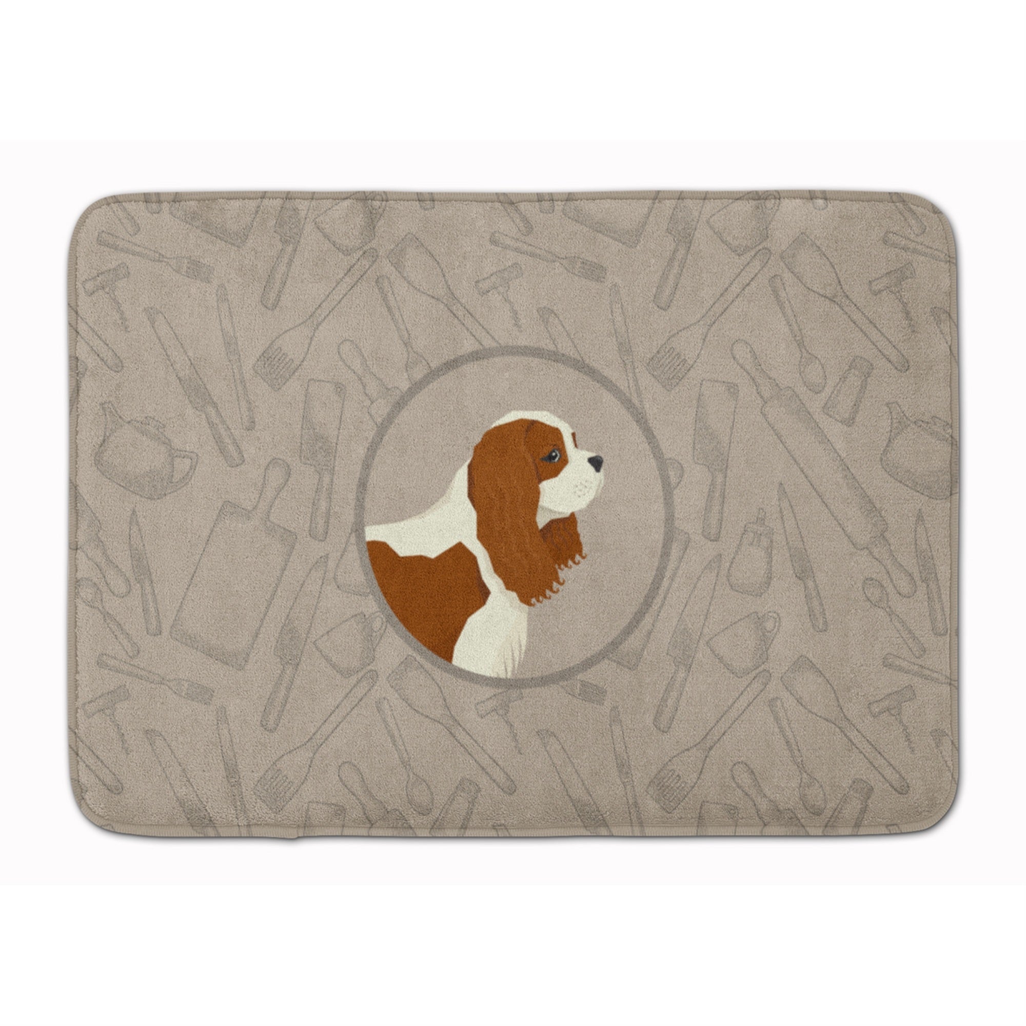 Caroline'S Treasures Cavalier Spaniel In The Kitchen Machine Washable Memory Foam Mat Doormats, Multicolor