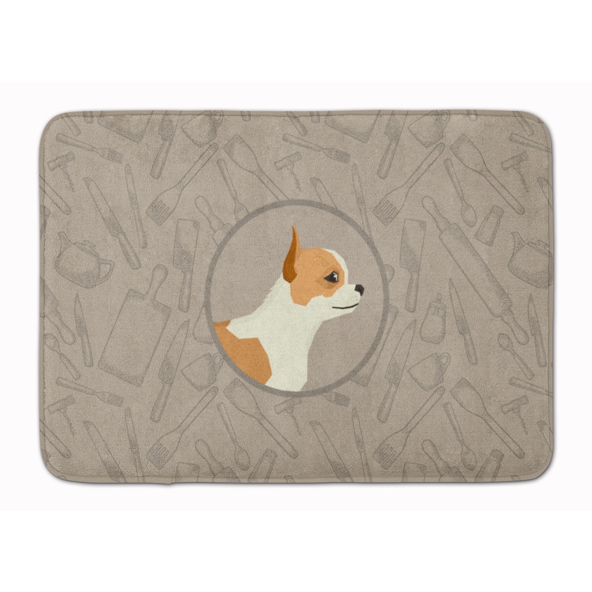 Caroline'S Treasures Chihuahua In The Kitchen Machine Washable Memory Foam Mat Doormats, Multicolor