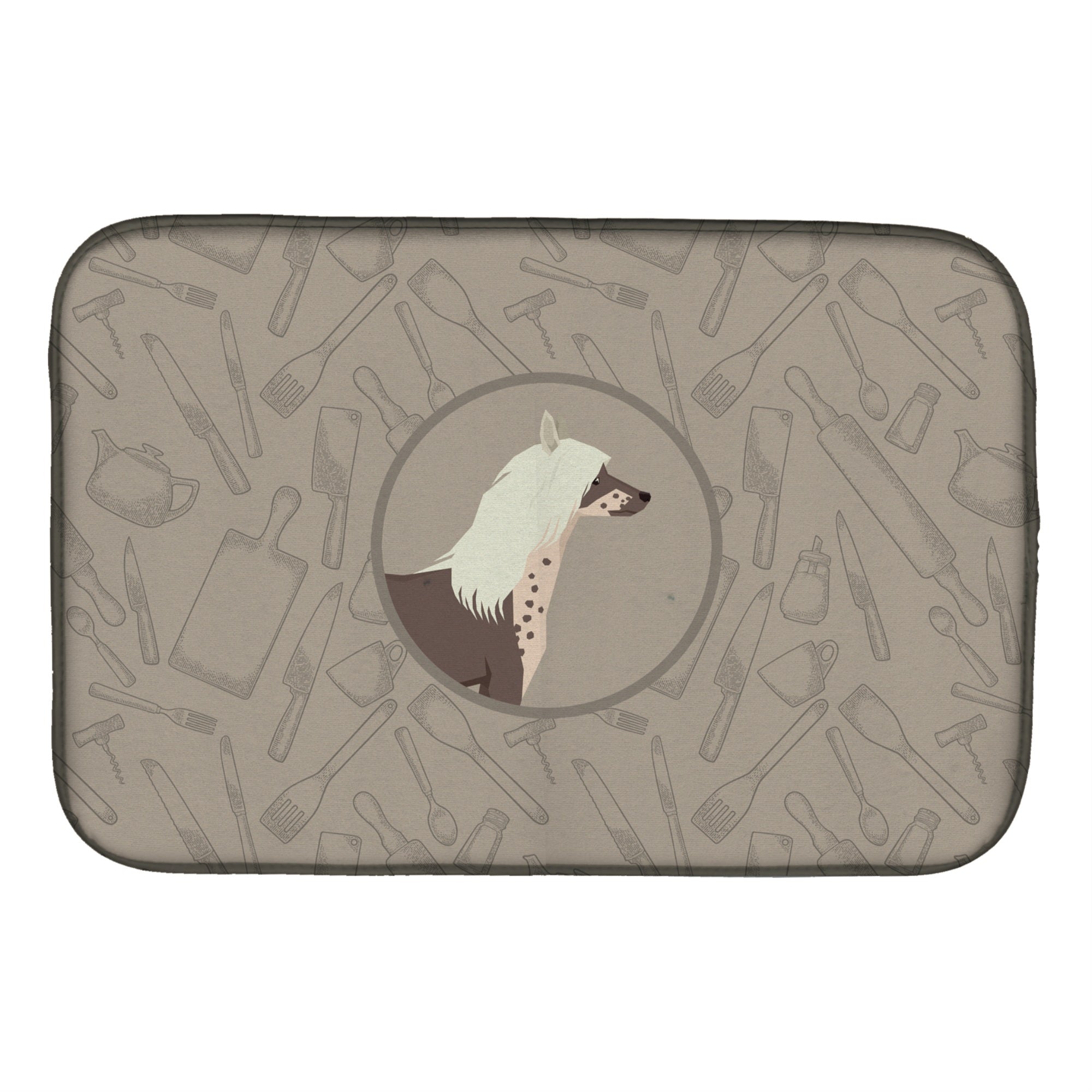 Caroline'S Treasures Ck2178Ddm Chinese Crested In The Kitchen Dish-Drying-Mats, 14X21, Multicolor