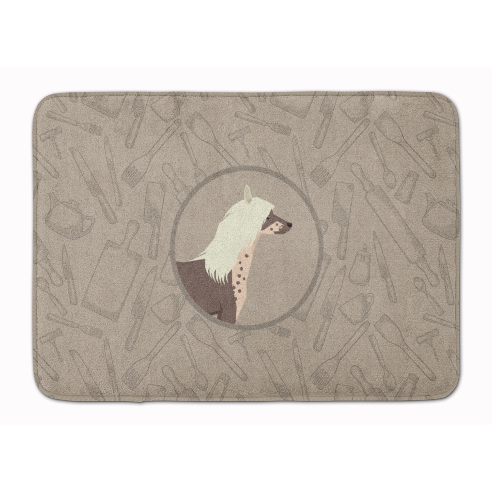 Caroline'S Treasures Chinese Crested In The Kitchen Machine Washable Memory Foam Mat Doormats, Multicolor