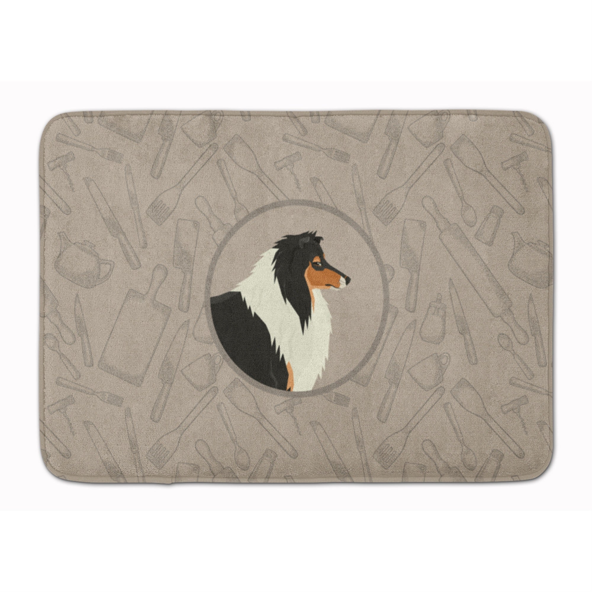 Caroline'S Treasures Collie In The Kitchen Machine Washable Memory Foam Mat Doormats, Multicolor