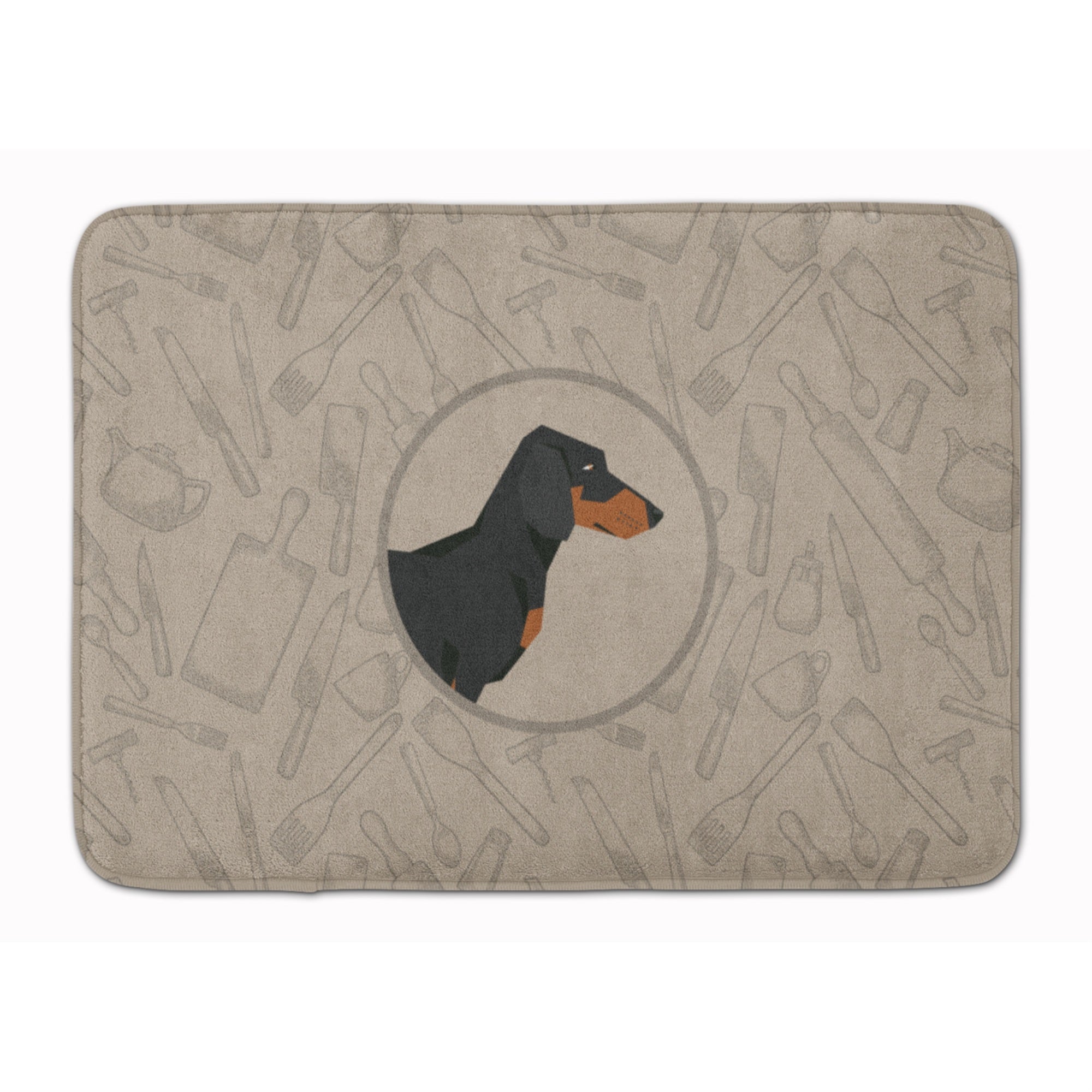 Caroline'S Treasures Dachshund In The Kitchen Machine Washable Memory Foam Mat Doormats, Multicolor