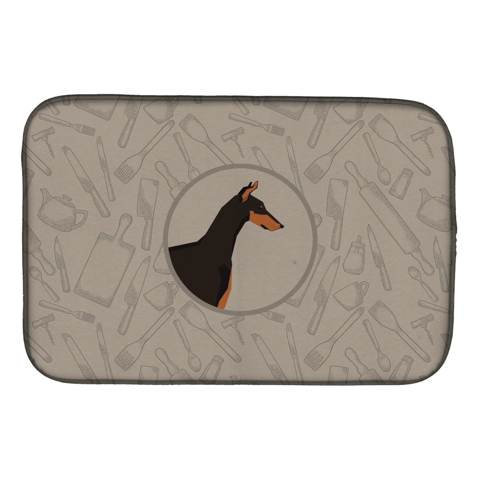 Caroline'S Treasures Ck2182Ddm Doberman Pinscher In The Kitchen Dish-Drying-Mats, 14X21, Multicolor