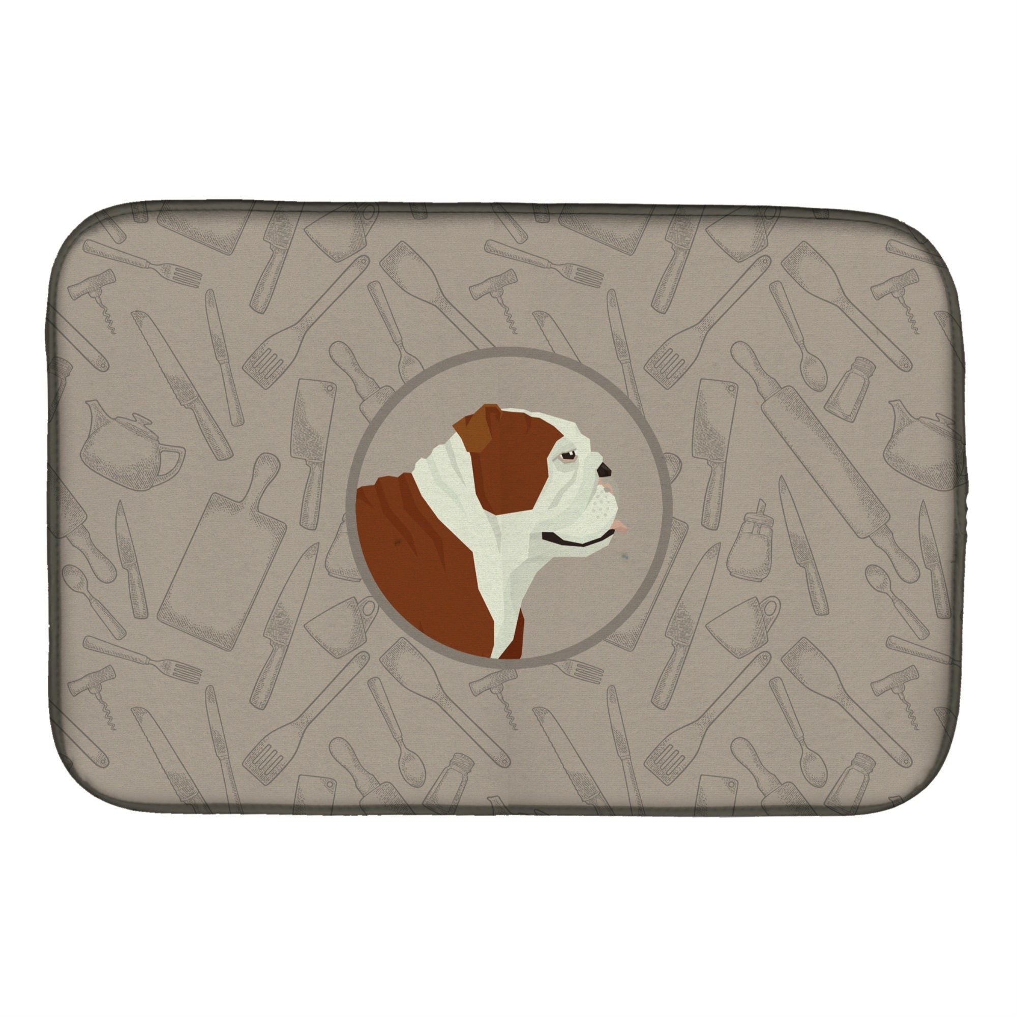 Caroline'S Treasures Ck2183Ddm English Bulldog In The Kitchen Dish-Drying-Mats, 14X21, Multicolor