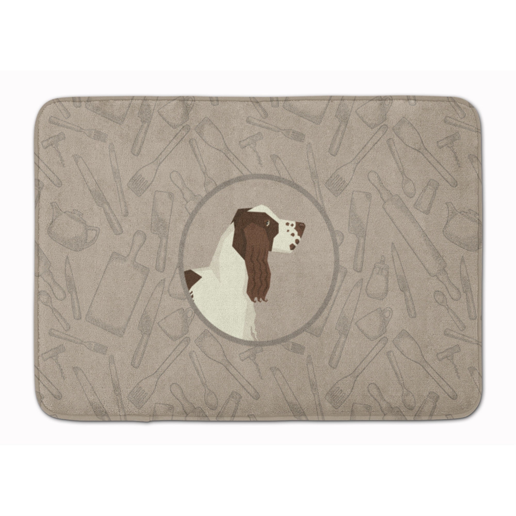 Caroline'S Treasures English Springer Spaniel In The Kitchen Machine Washable Memory Foam Mat Doormats, Multicolor