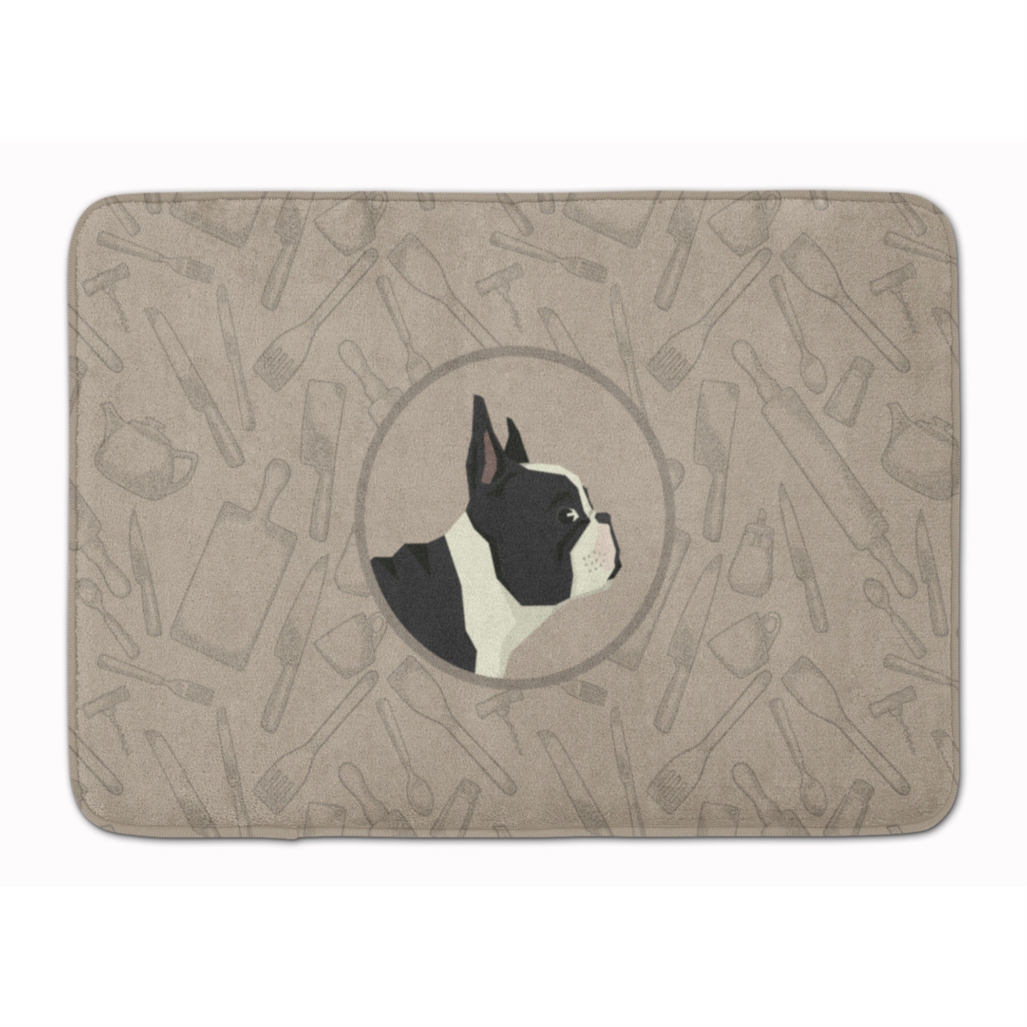 Caroline'S Treasures French Bulldog In The Kitchen Machine Washable Memory Foam Mat Doormats, Multicolor