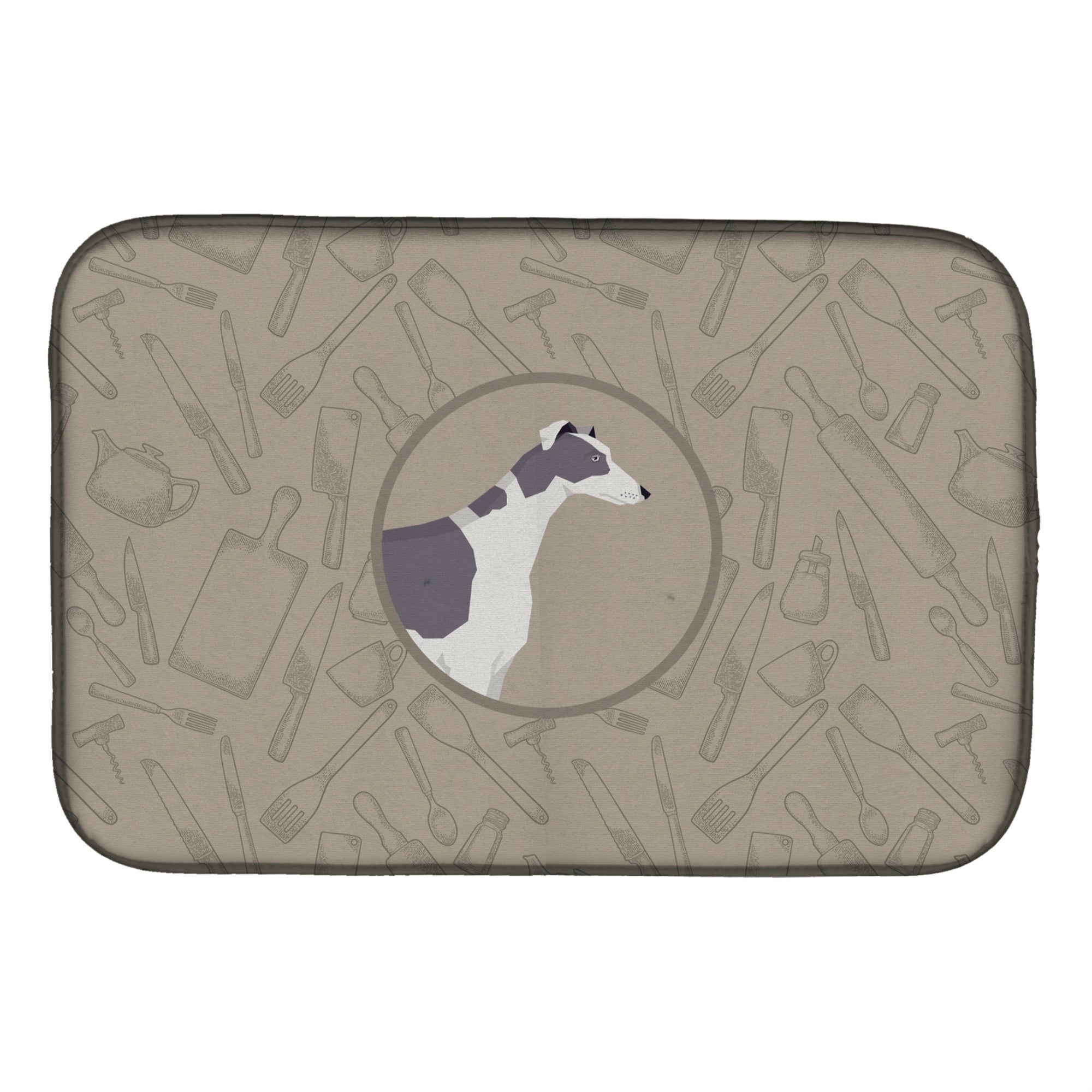 Caroline'S Treasures Ck2190Ddm Greyhound In The Kitchen Dish-Drying-Mats, 14X21, Multicolor