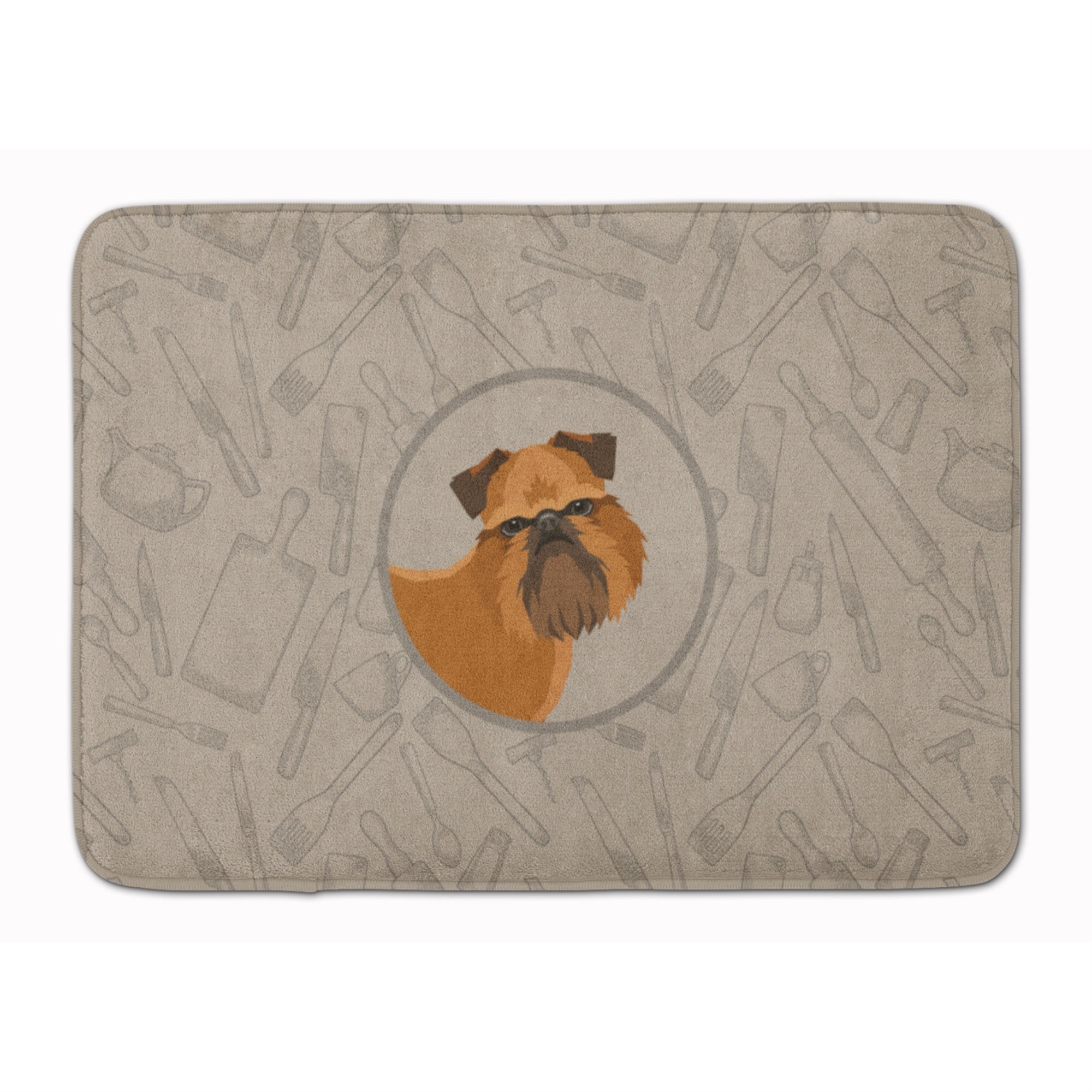 Caroline'S Treasures Brussels Griffon In The Kitchen Machine Washable Memory Foam Mat Doormats, Multicolor