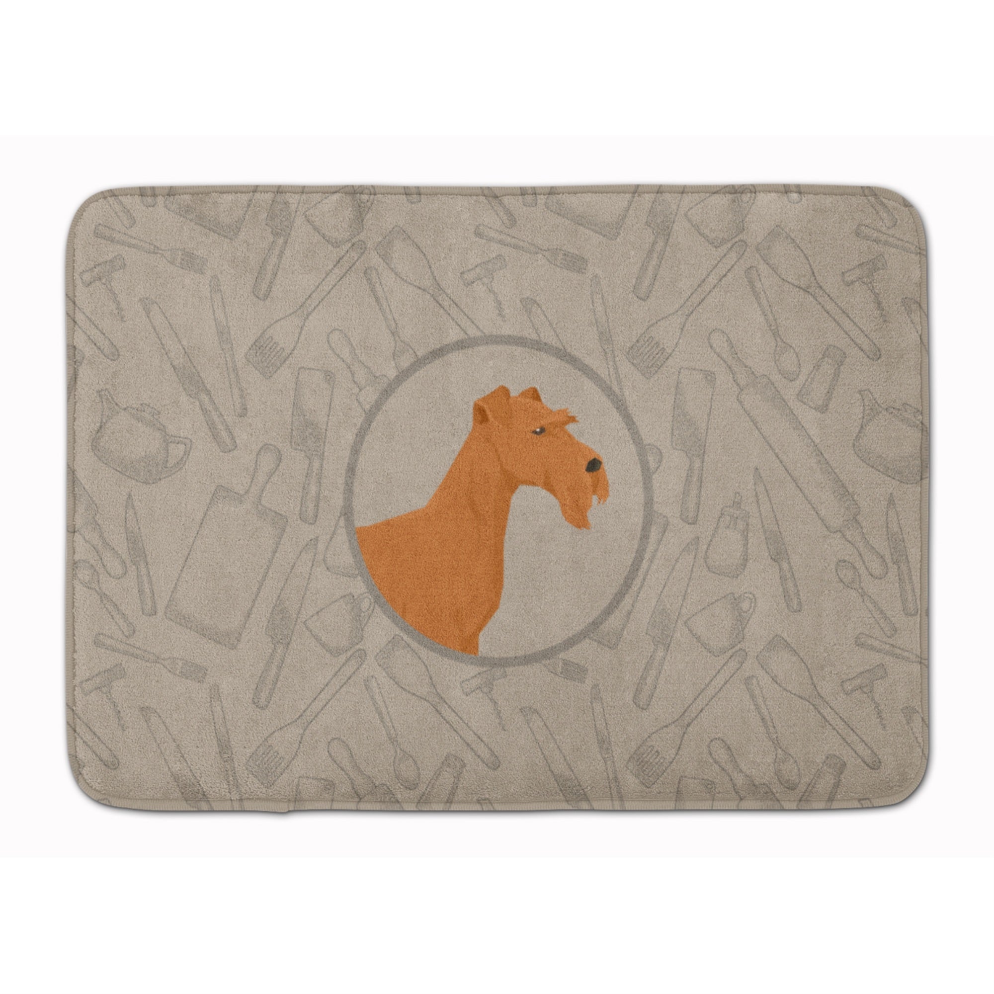 Caroline'S Treasures Irish Terrier In The Kitchen Machine Washable Memory Foam Mat Doormats, Multicolor