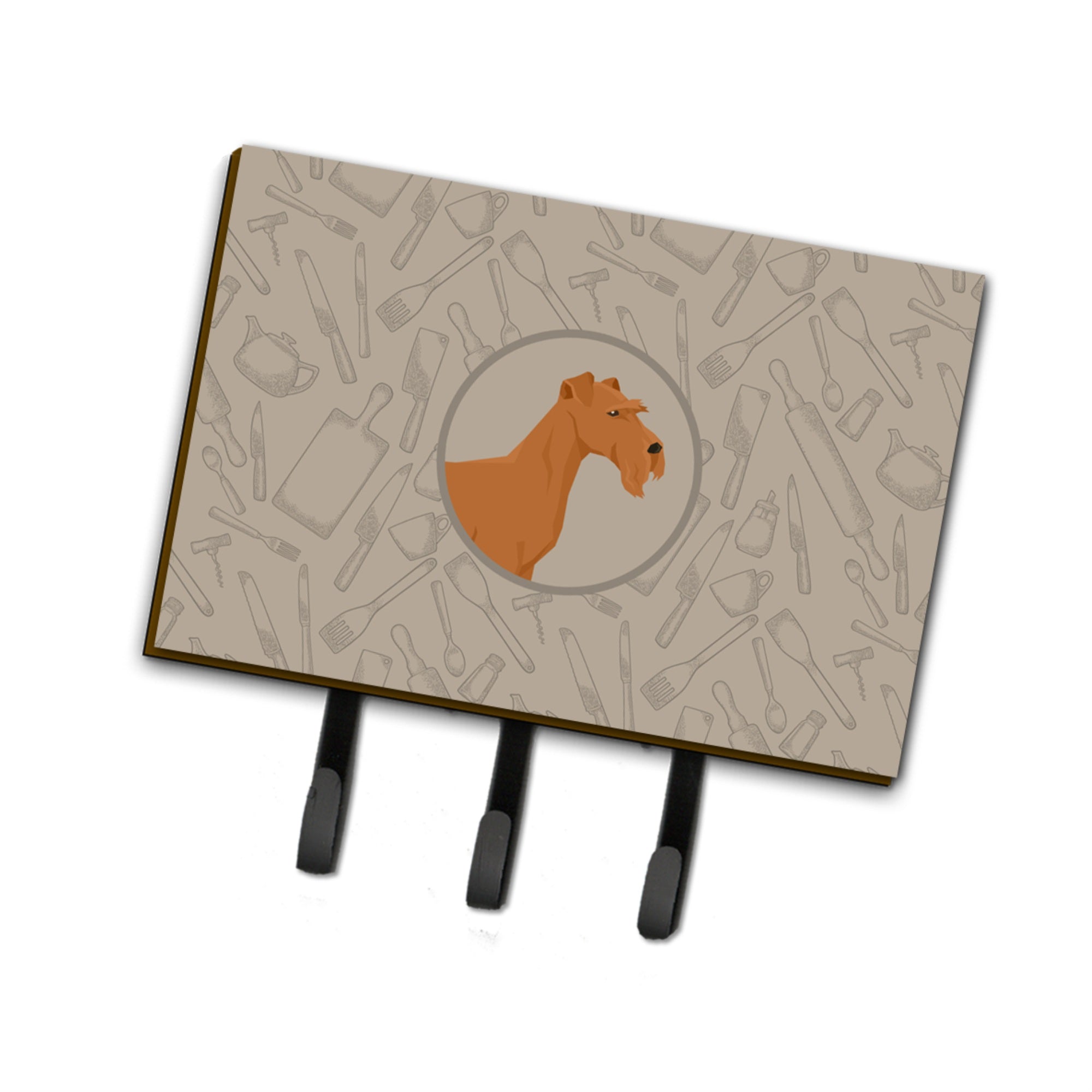Caroline'S Treasures Irish Terrier In The Kitchen Leash Or Key Holder Hooks, Multicolor
