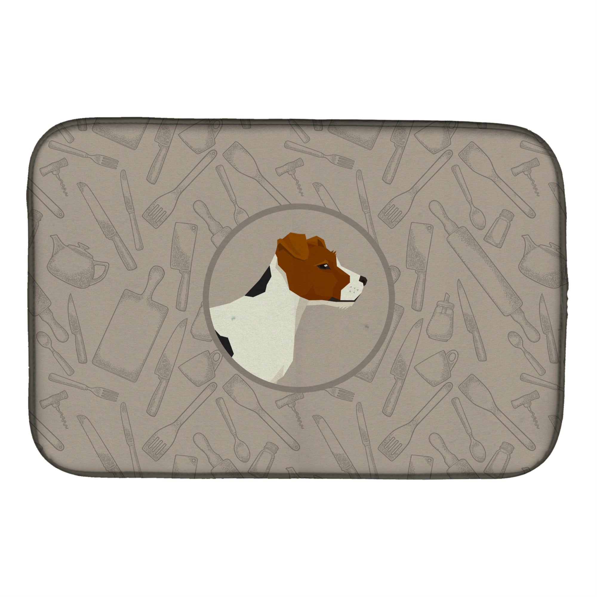 Caroline'S Treasures Ck2194Ddm Jack Russell Terrier In The Kitchen Dish-Drying-Mats, 14X21, Multicolor