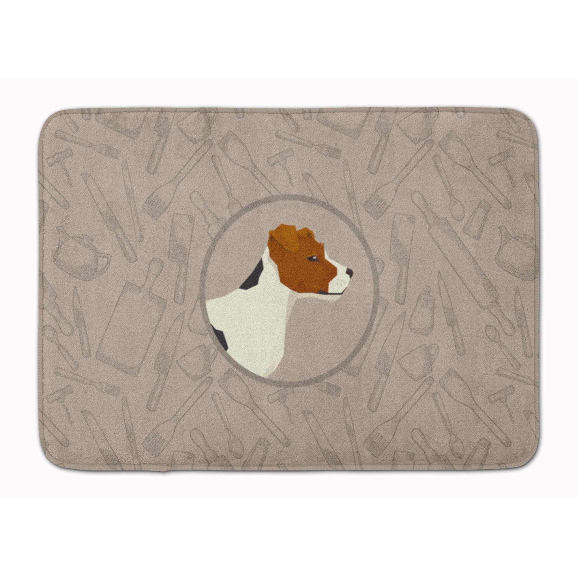 Caroline'S Treasures Jack Russell Terrier In The Kitchen Machine Washable Memory Foam Mat Doormats, Multicolor