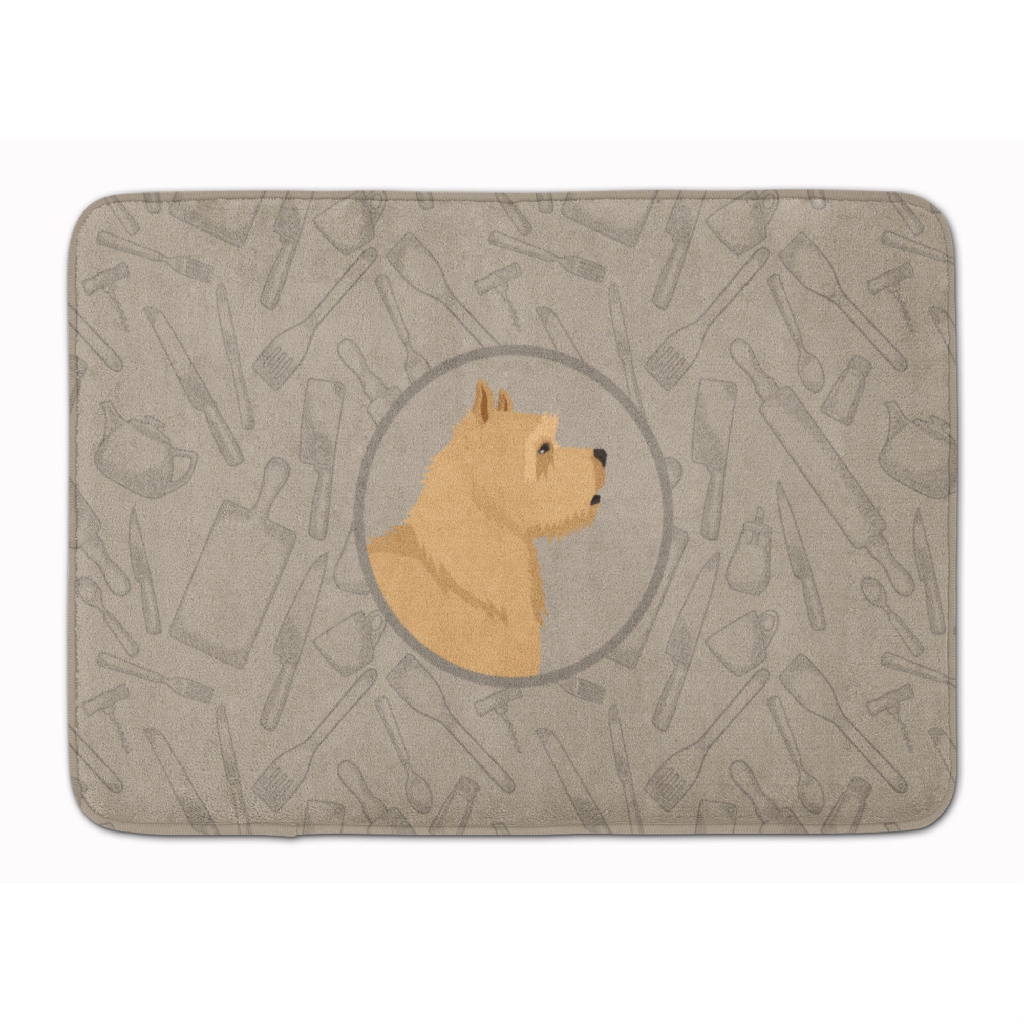 Caroline'S Treasures Norwich Terrier In The Kitchen Machine Washable Memory Foam Mat Doormats, Multicolor