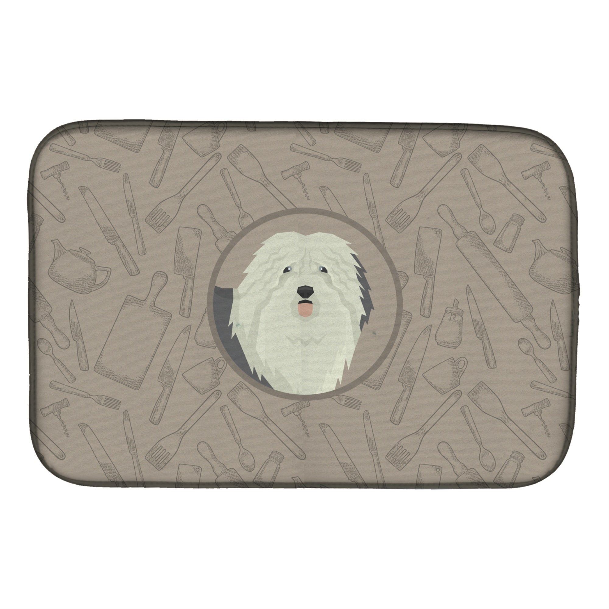 Caroline'S Treasures Ck2199Ddm Old English Sheepdog In The Kitchen Dish-Drying-Mats, 14X21, Multicolor
