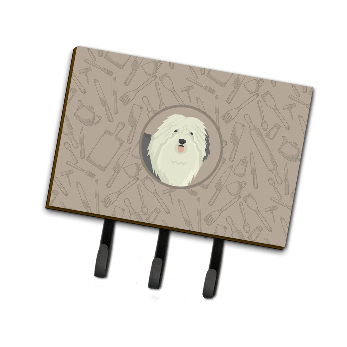 Caroline'S Treasures Old English Sheepdog In The Kitchen Leash Or Key Holder Hooks, Multicolor