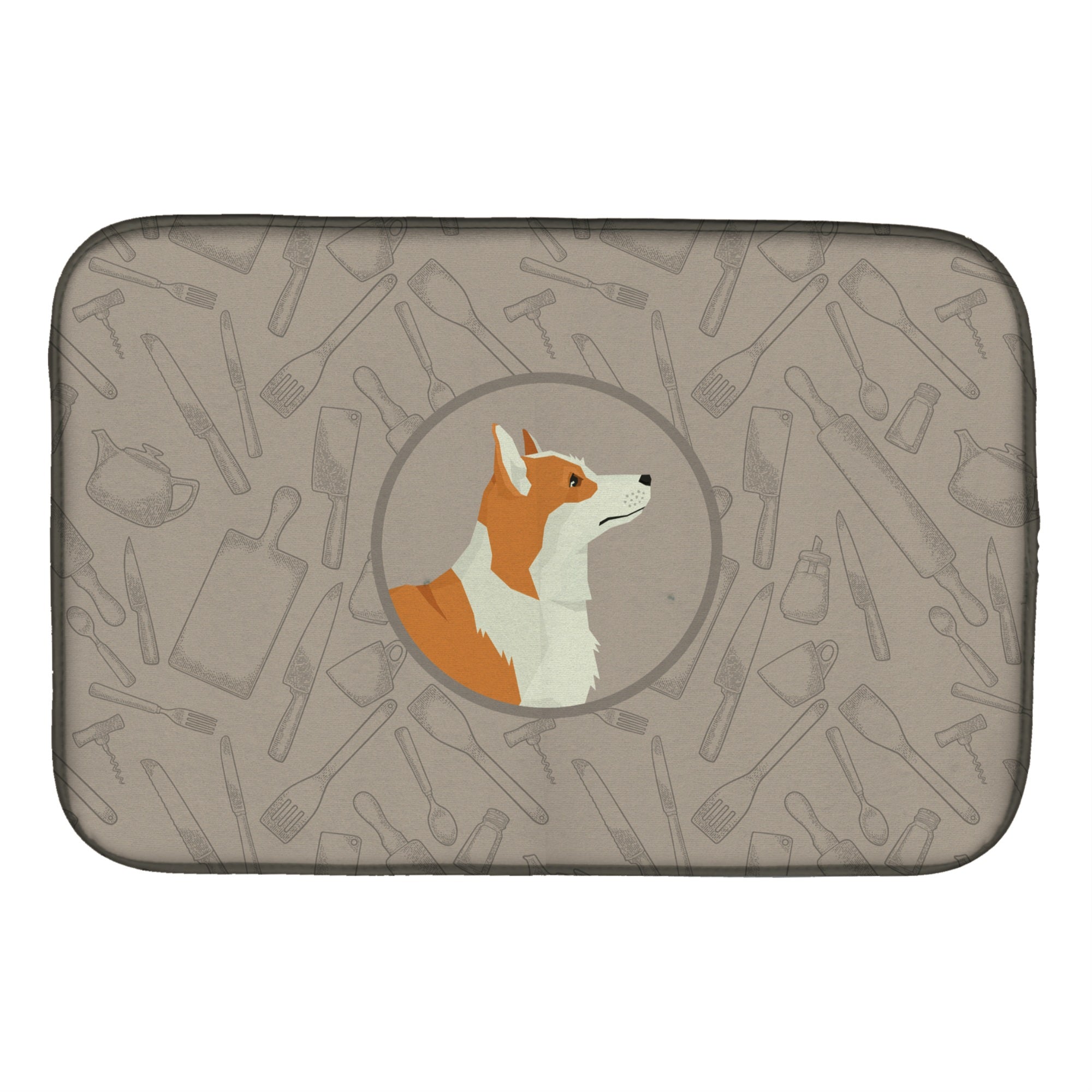 Caroline'S Treasures Ck2201Ddm Pembroke Corgi In The Kitchen Dish-Drying-Mats, 14X21, Multicolor