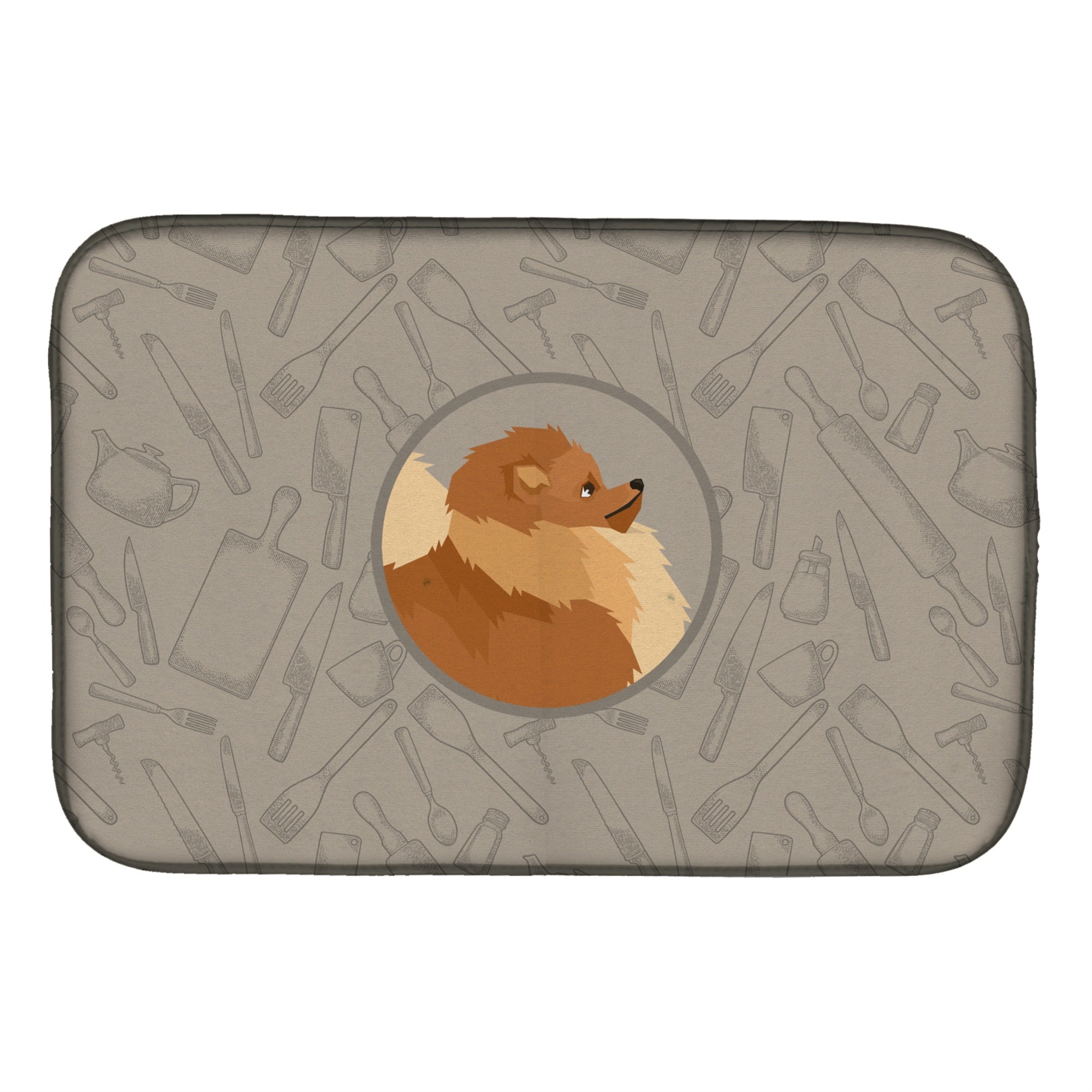 Caroline'S Treasures Ck2202Ddm Pomeranian In The Kitchen Dish-Drying-Mats, 14X21, Multicolor