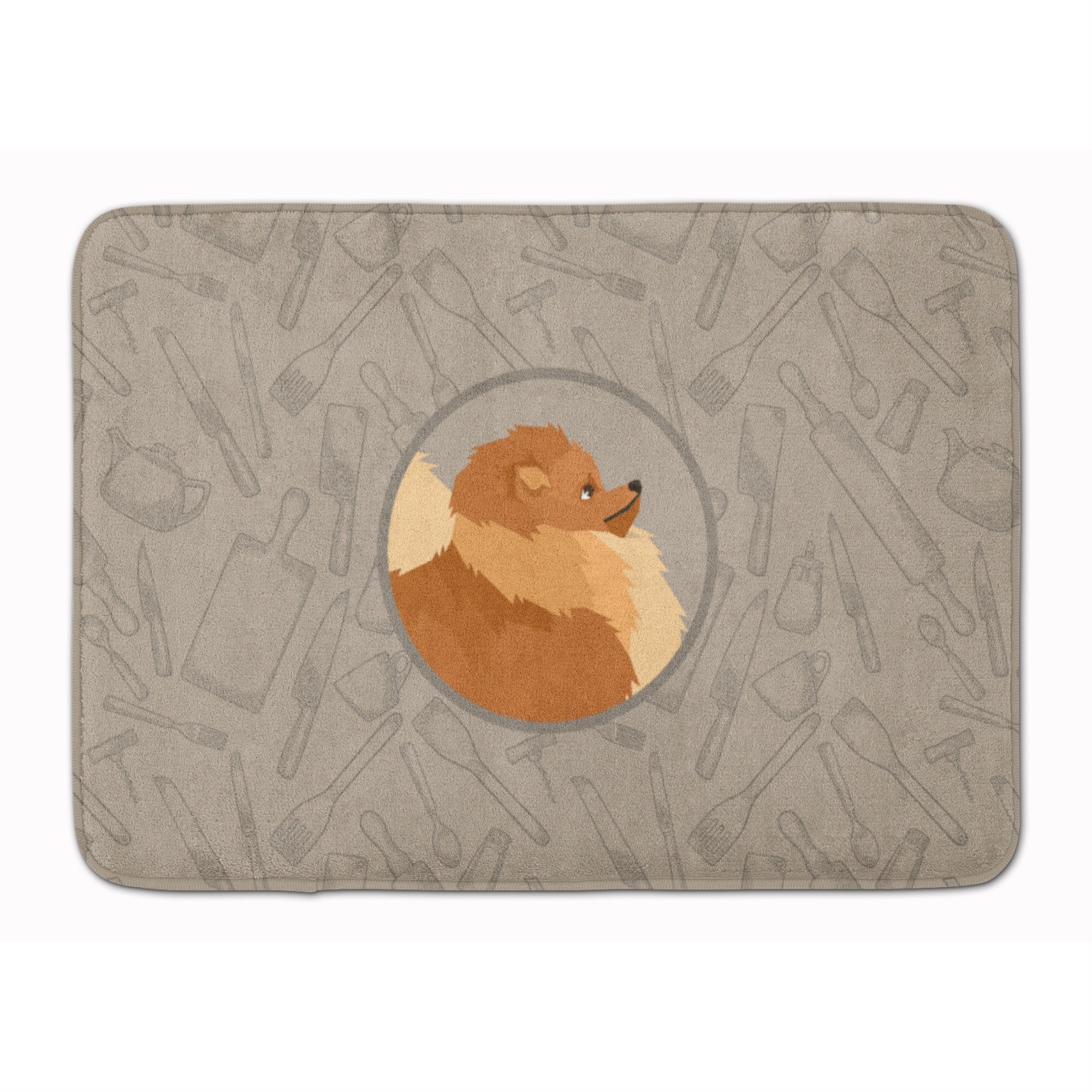 Caroline'S Treasures Pomeranian In The Kitchen Machine Washable Memory Foam Mat Doormats, Multicolor