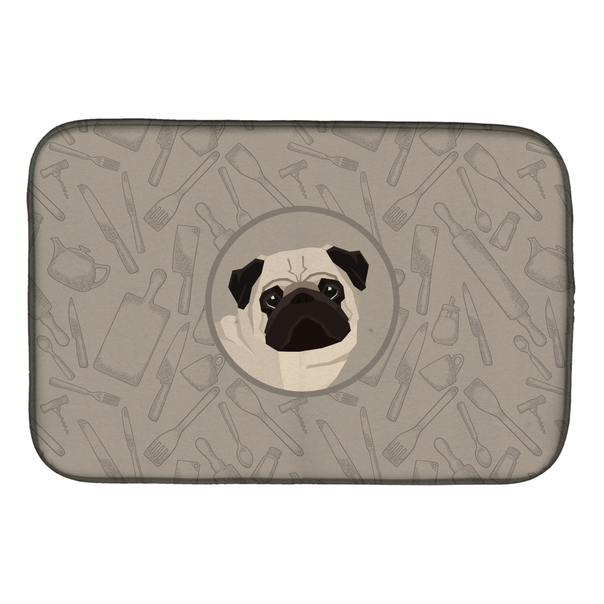 Caroline'S Treasures Ck2204Ddm Pug In The Kitchen Dish-Drying-Mats, 14X21, Multicolor
