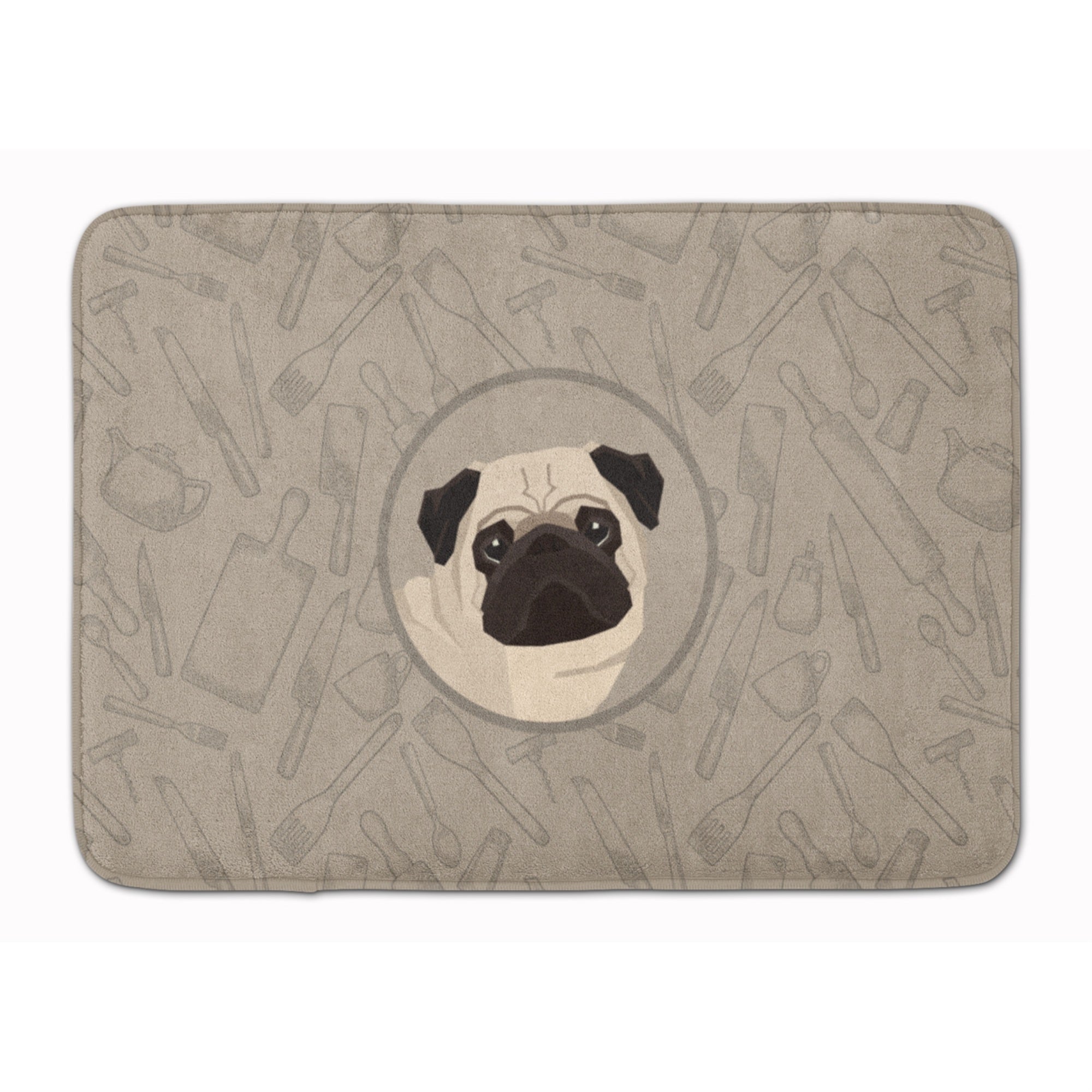 Caroline'S Treasures Pug In The Kitchen Machine Washable Memory Foam Mat Doormats, Multicolor