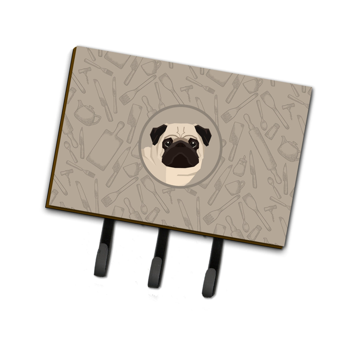 Caroline'S Treasures Pug In The Kitchen Leash Or Key Holder Hooks, Multicolor