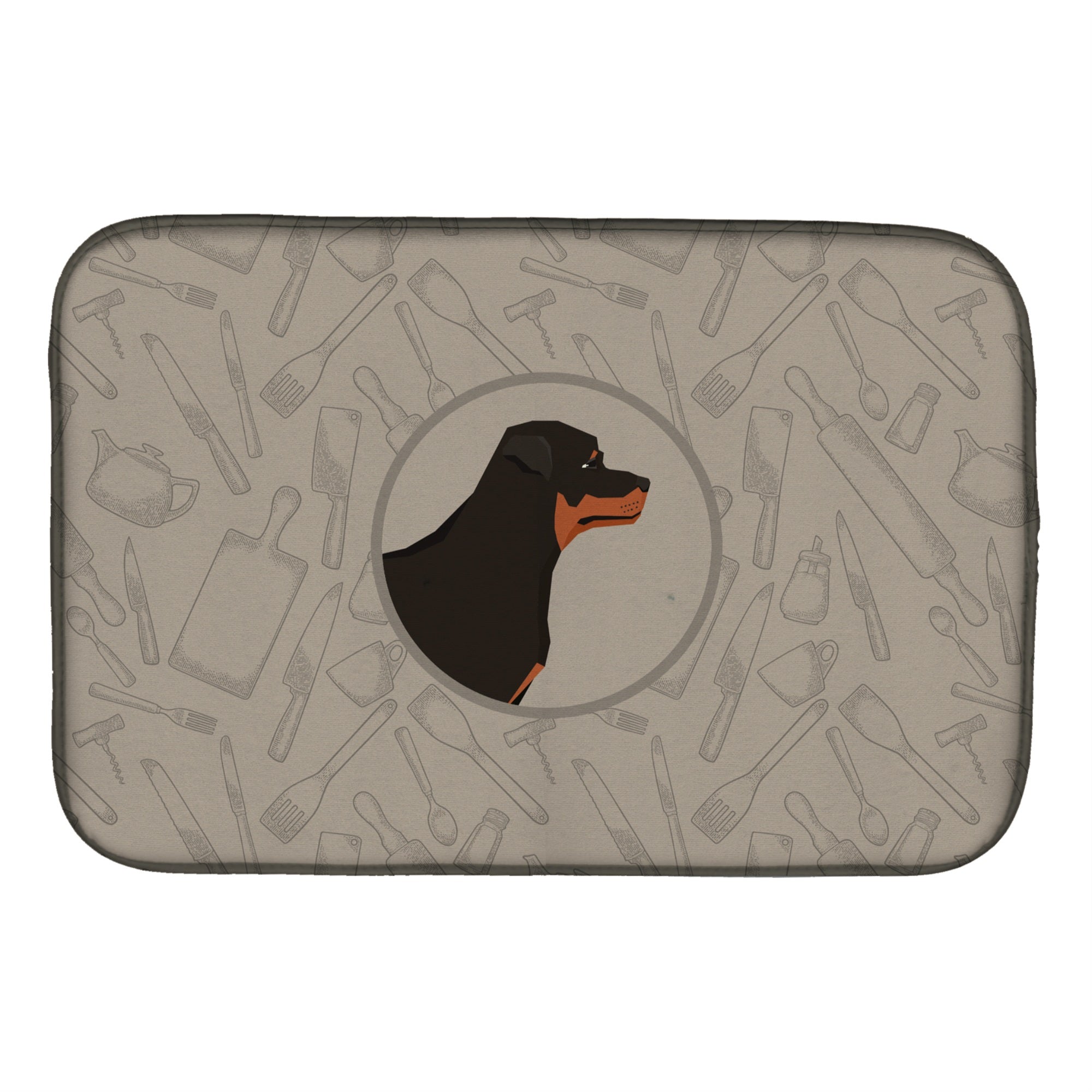 Caroline'S Treasures Ck2205Ddm Rottweiler In The Kitchen Dish-Drying-Mats, 14X21, Multicolor