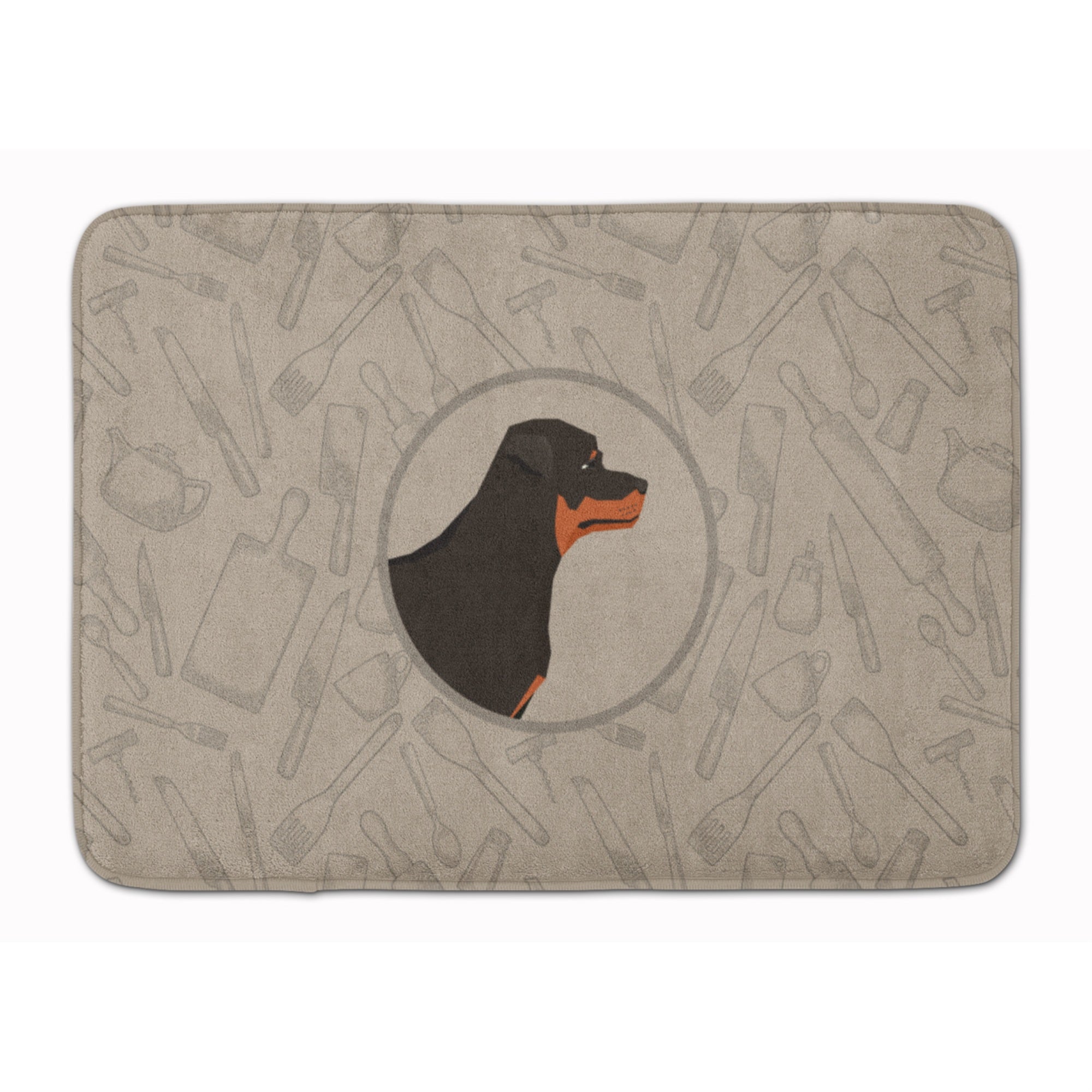 Caroline'S Treasures Rottweiler In The Kitchen Machine Washable Memory Foam Mat Doormats, Multicolor