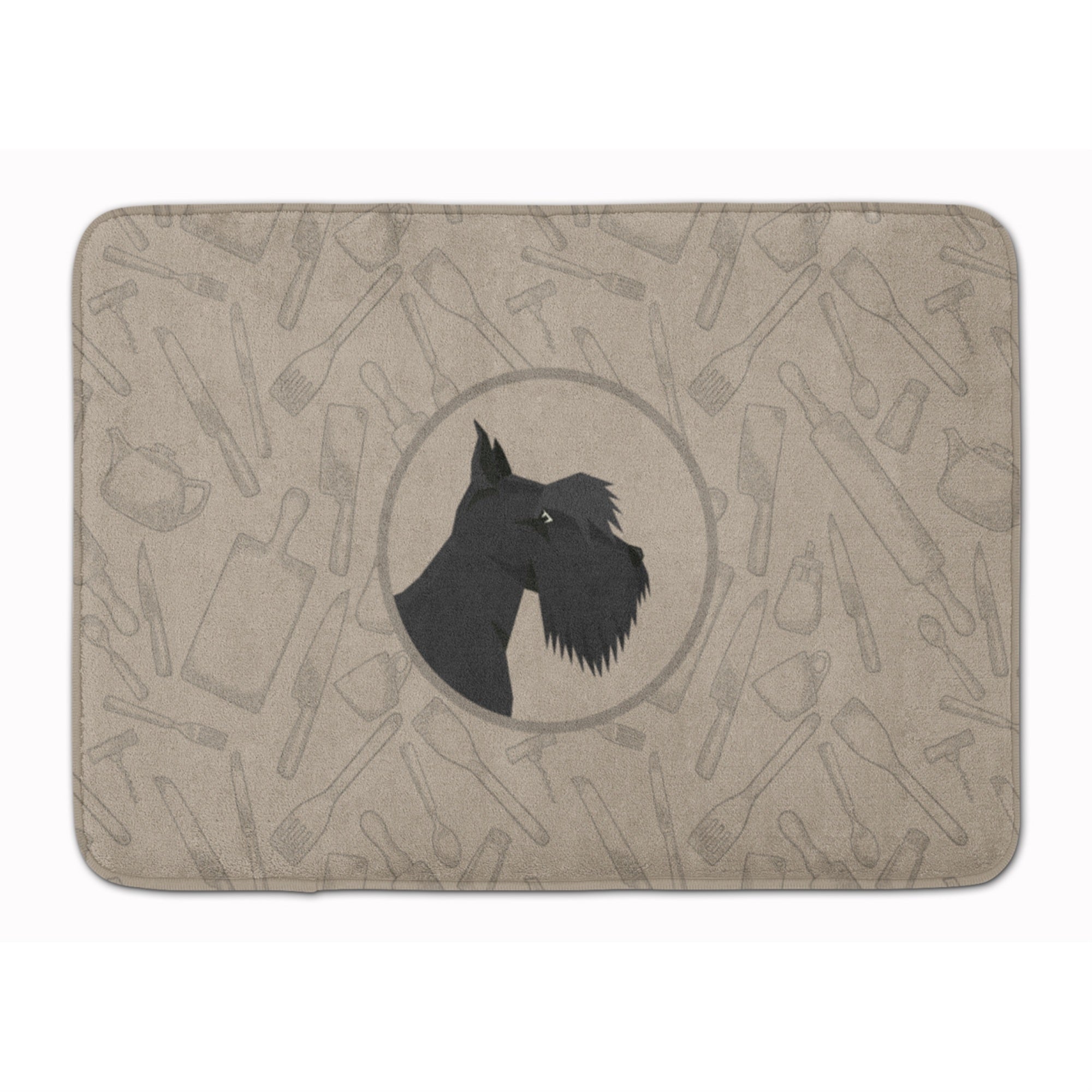 Caroline'S Treasures Scottish Terrier In The Kitchen Machine Washable Memory Foam Mat Doormats, Multicolor
