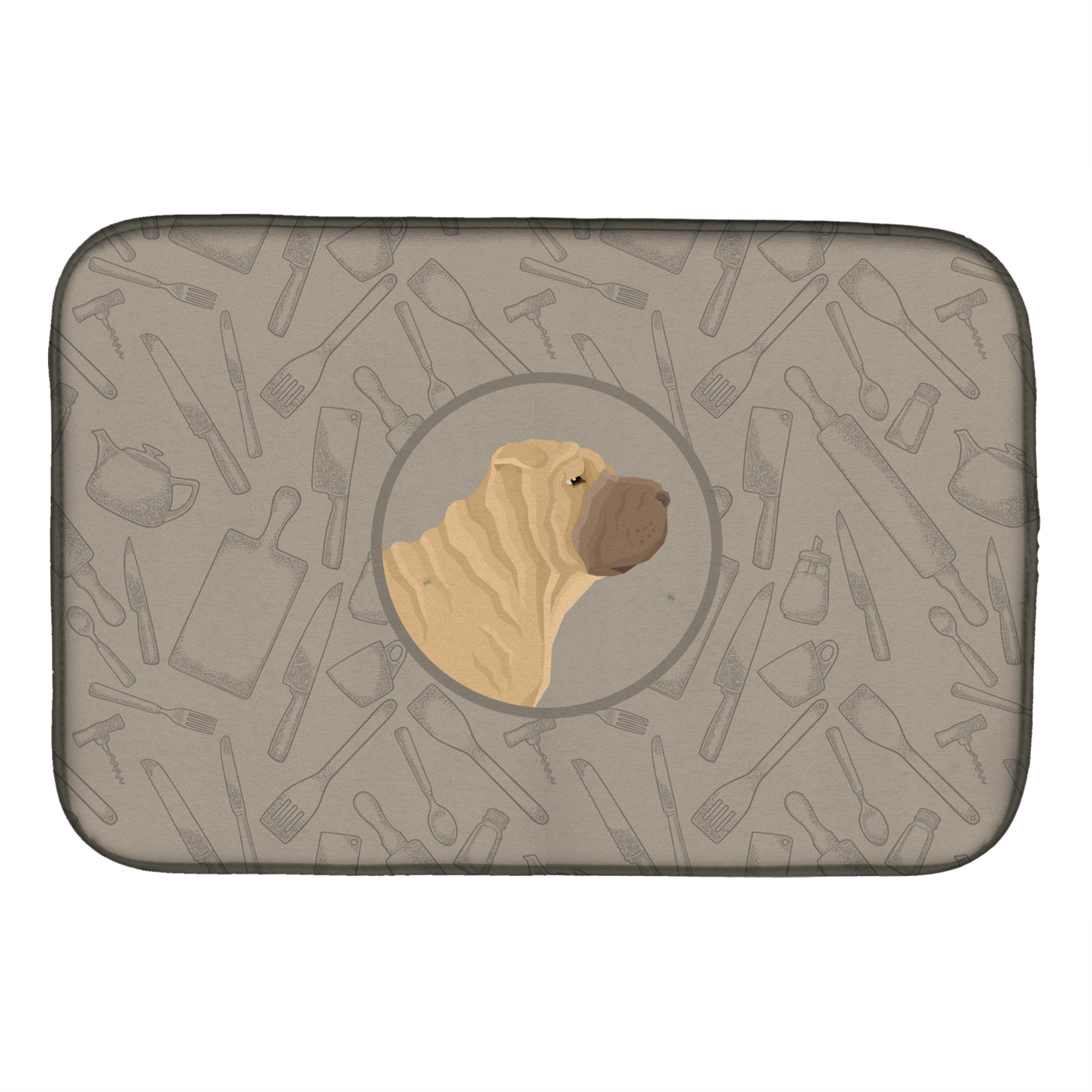 Caroline'S Treasures Ck2209Ddm Shar Pei In The Kitchen Dish-Drying-Mats, 14X21, Multicolor