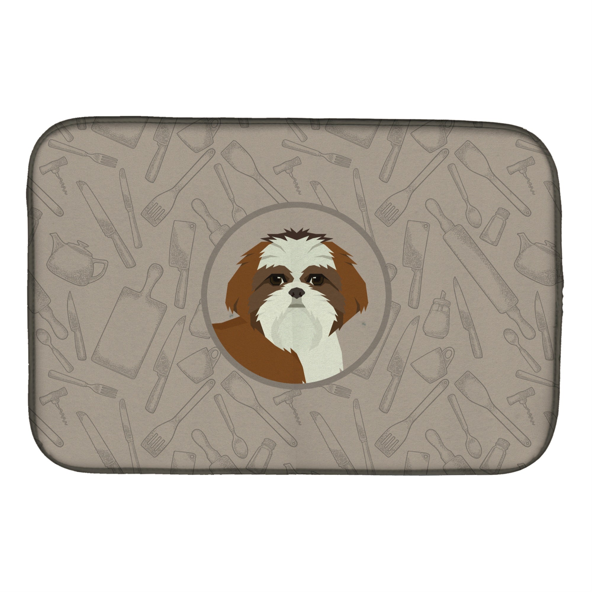 Caroline'S Treasures Ck2210Ddm Shih Tzu In The Kitchen Dish-Drying-Mats, 14X21, Multicolor