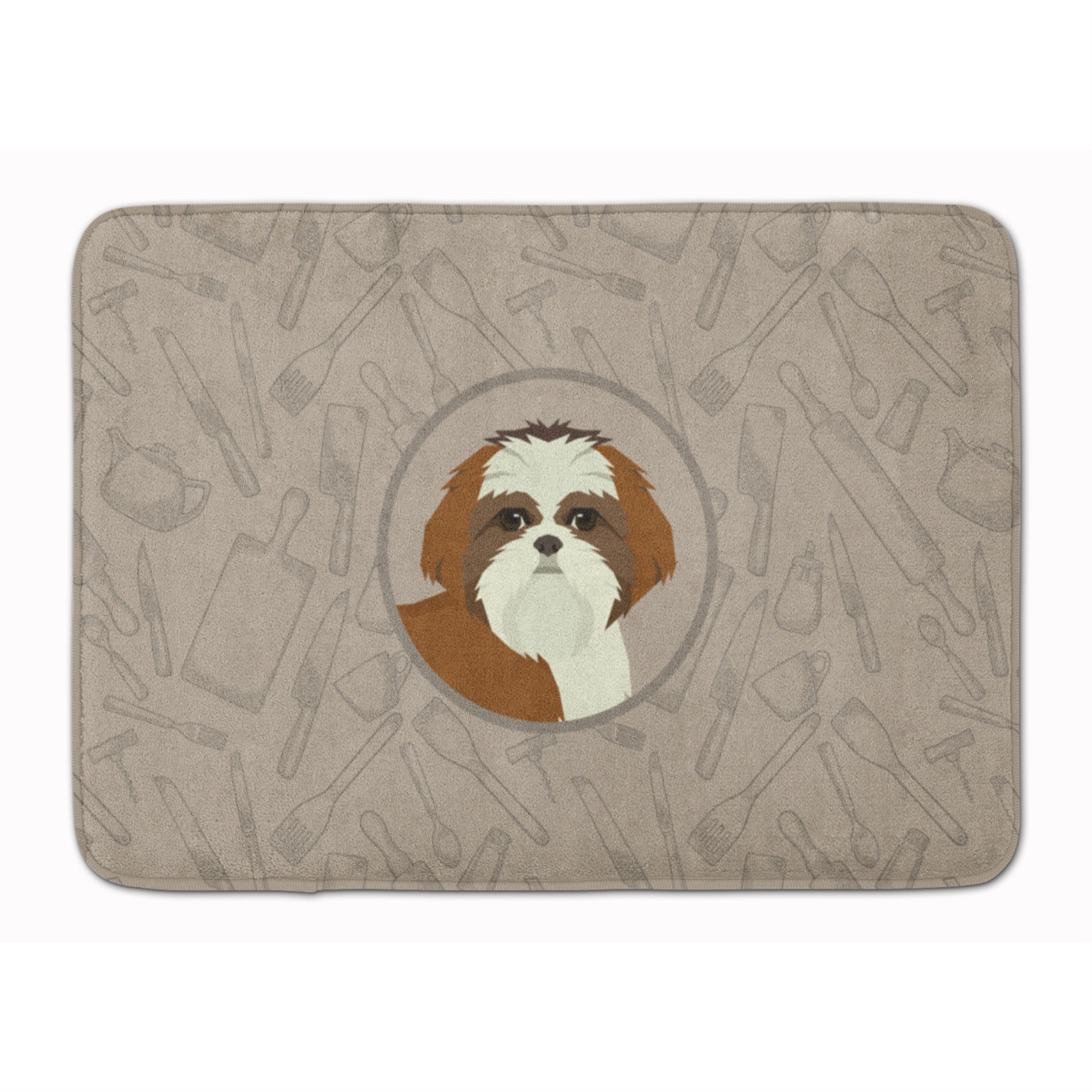Caroline'S Treasures Shih Tzu In The Kitchen Machine Washable Memory Foam Mat Doormats, Multicolor