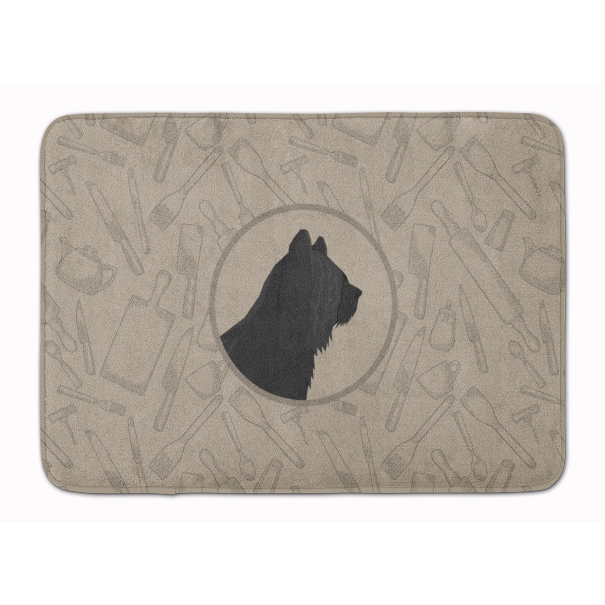 Caroline'S Treasures Skye Terrier In The Kitchen Machine Washable Memory Foam Mat Doormats, Multicolor