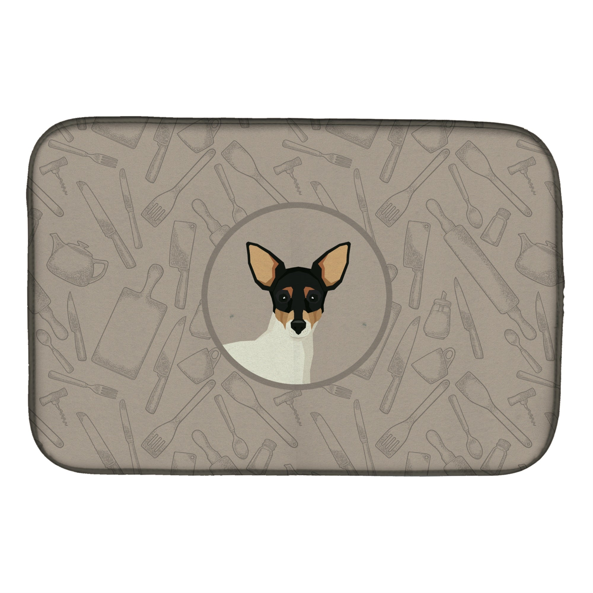 Caroline'S Treasures Ck2214Ddm Toy Fox Terrier In The Kitchen Dish-Drying-Mats, 14X21, Multicolor
