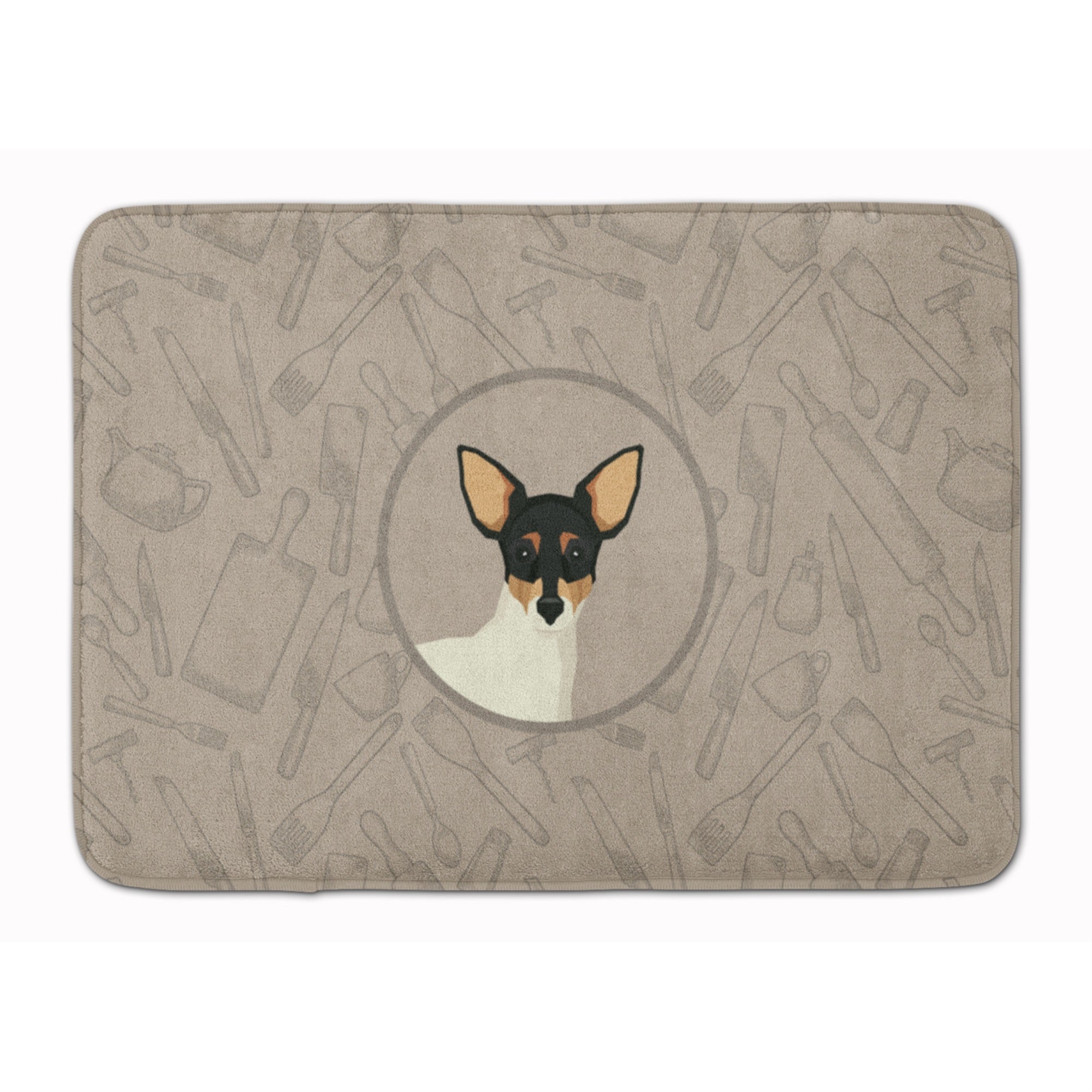 Caroline'S Treasures Toy Fox Terrier In The Kitchen Machine Washable Memory Foam Mat Doormats, Multicolor