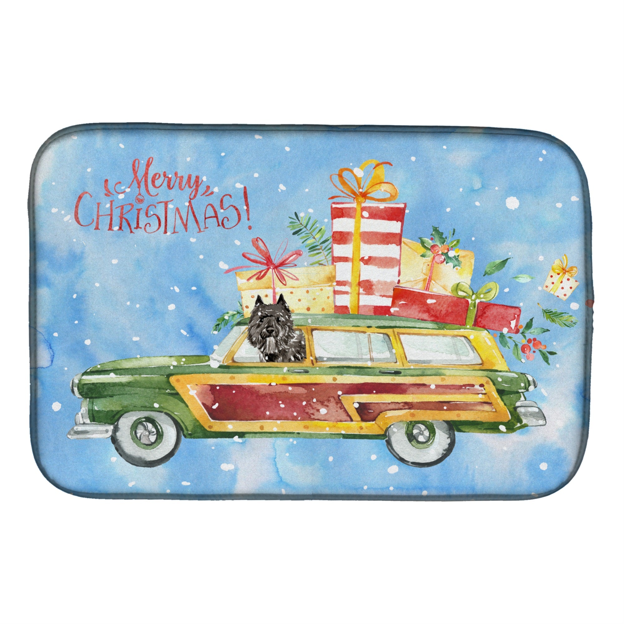 Caroline'S Treasures Ck2398Ddm Merry Christmas Bouvier Des Flandres Dish-Drying-Mats, 14X21, Multicolor