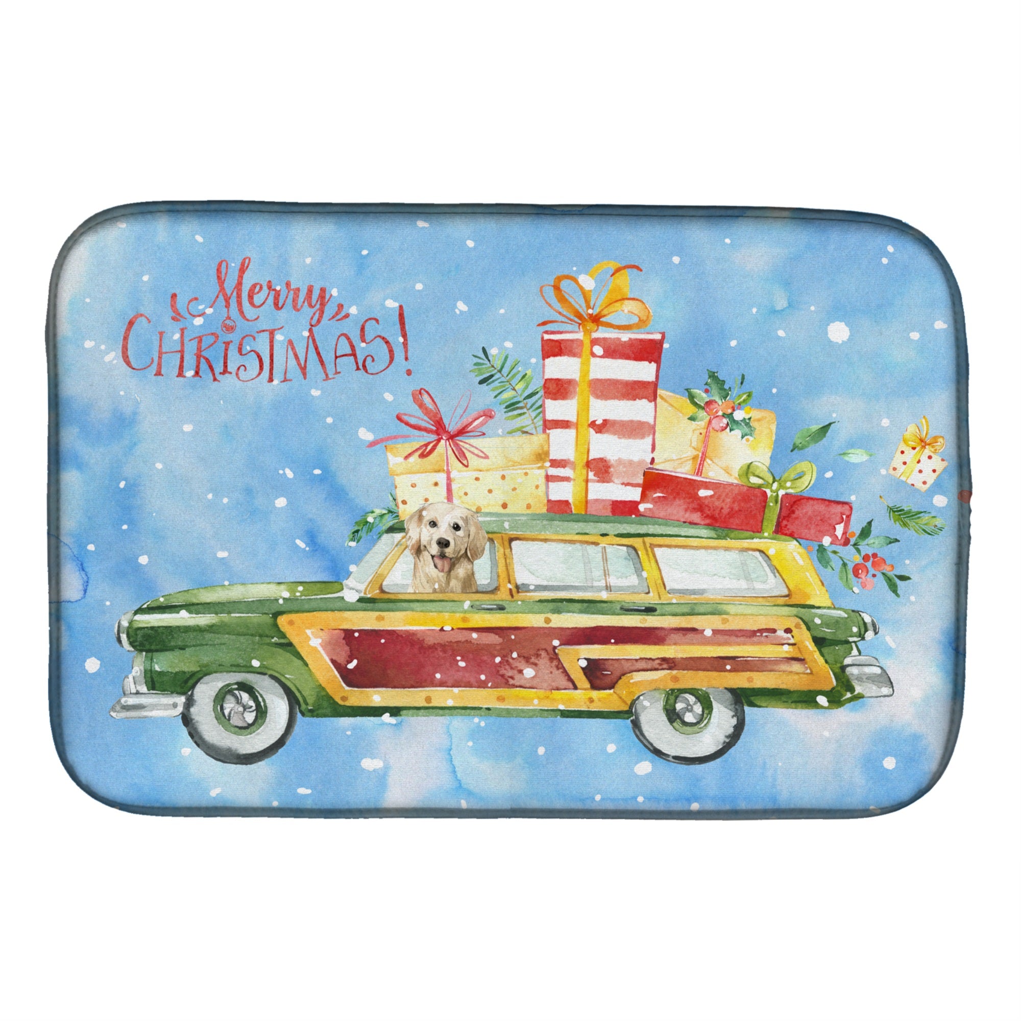 Caroline'S Treasures Ck2407Ddm Merry Christmas Golden Retriever Dish-Drying-Mats, 14X21, Multicolor