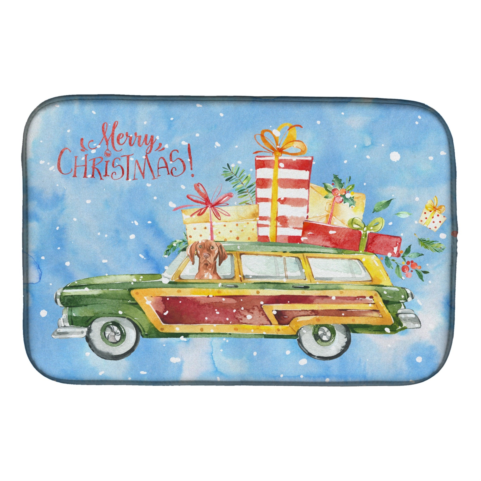 Caroline'S Treasures Ck2408Ddm Merry Christmas Vizsla Dish-Drying-Mats, 14X21, Multicolor