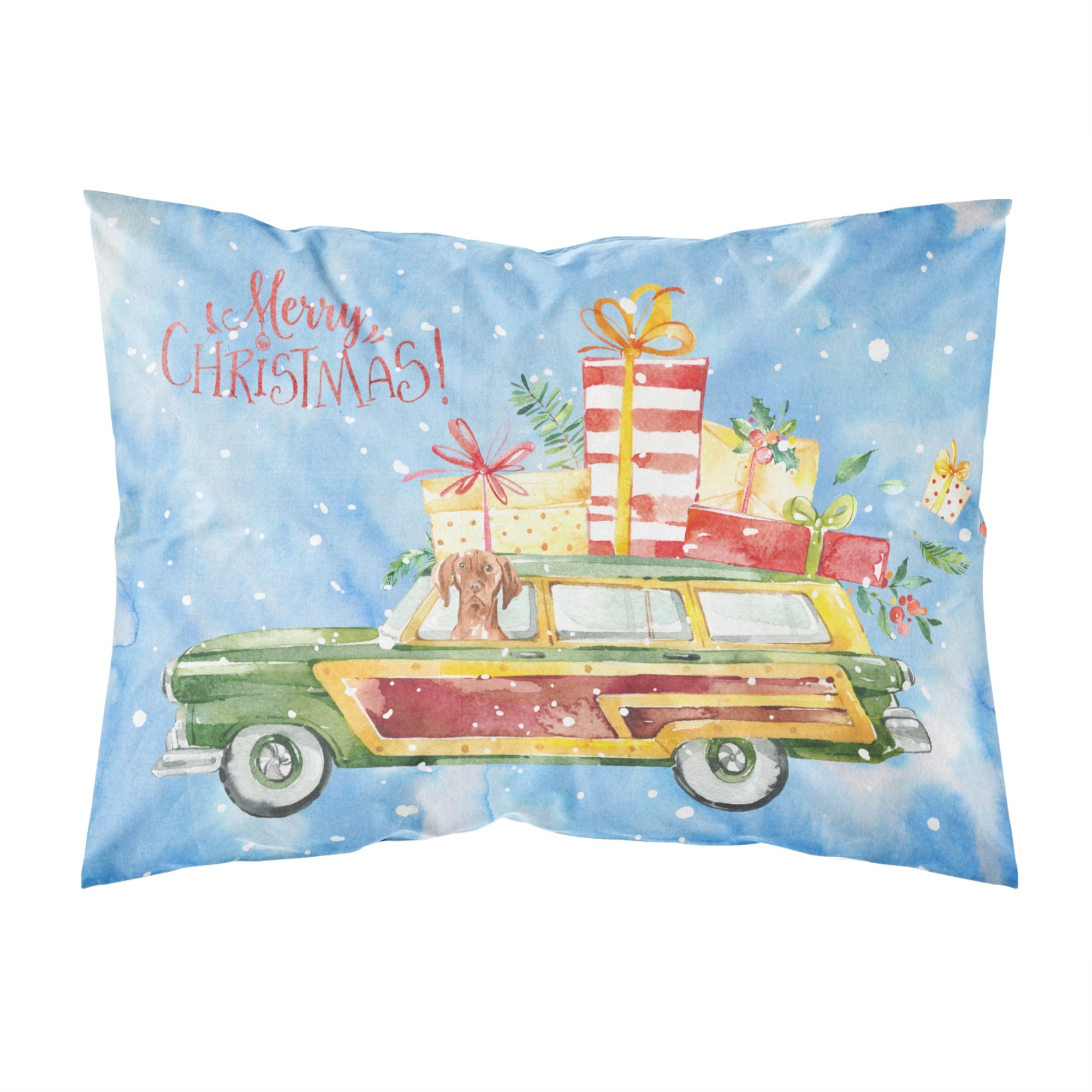 Merry Christmas Vizsla Fabric Standard Pillowcase