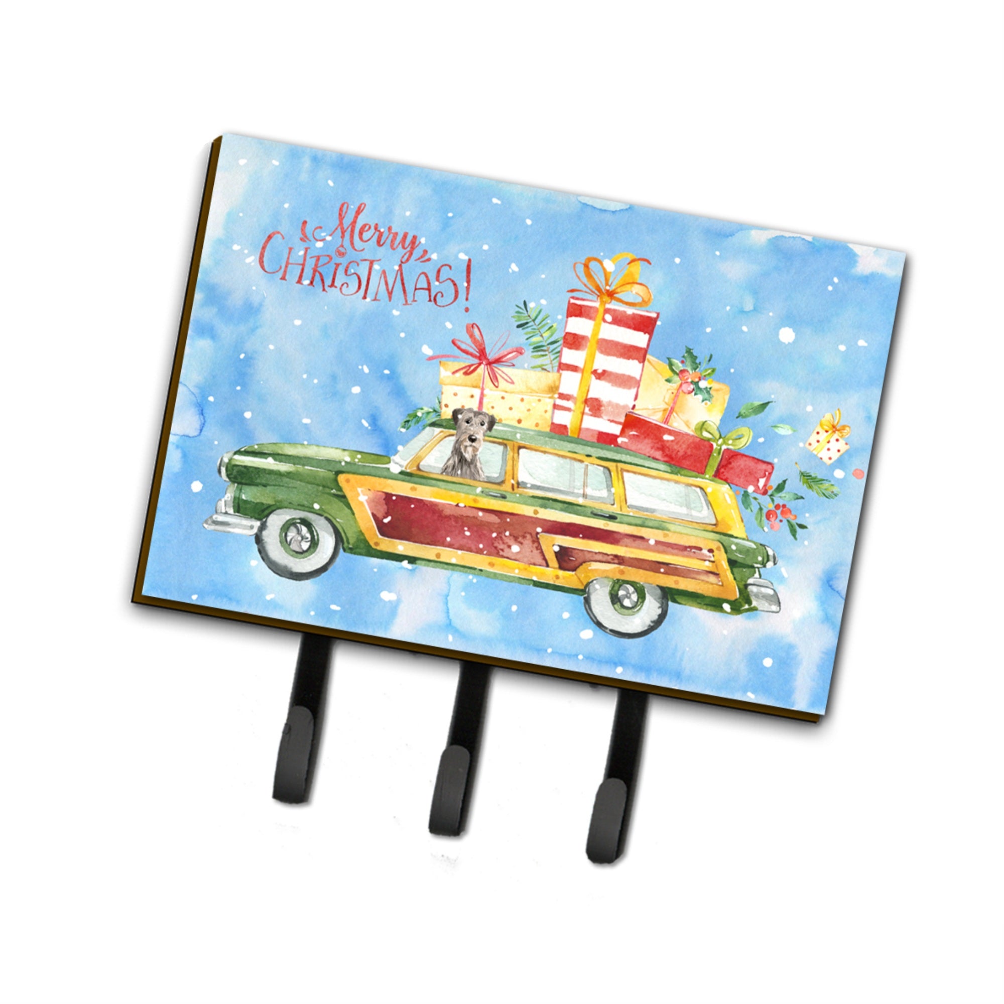 Caroline'S Treasures Merry Christmas Irish Wolfhound Leash Or Key Holder Hooks, Multicolor