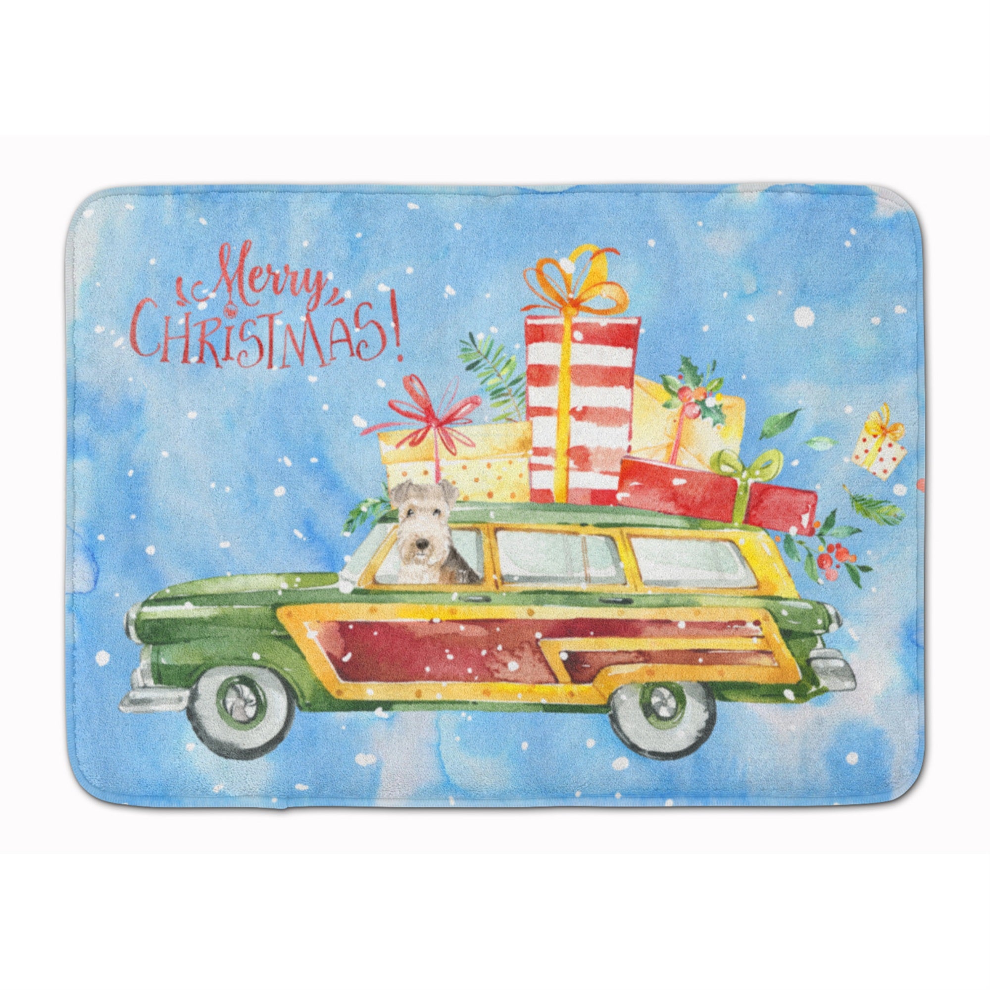 Caroline'S Treasures Merry Christmas Lakeland Terrier Machine Washable Memory Foam Mat Doormats, Multicolor
