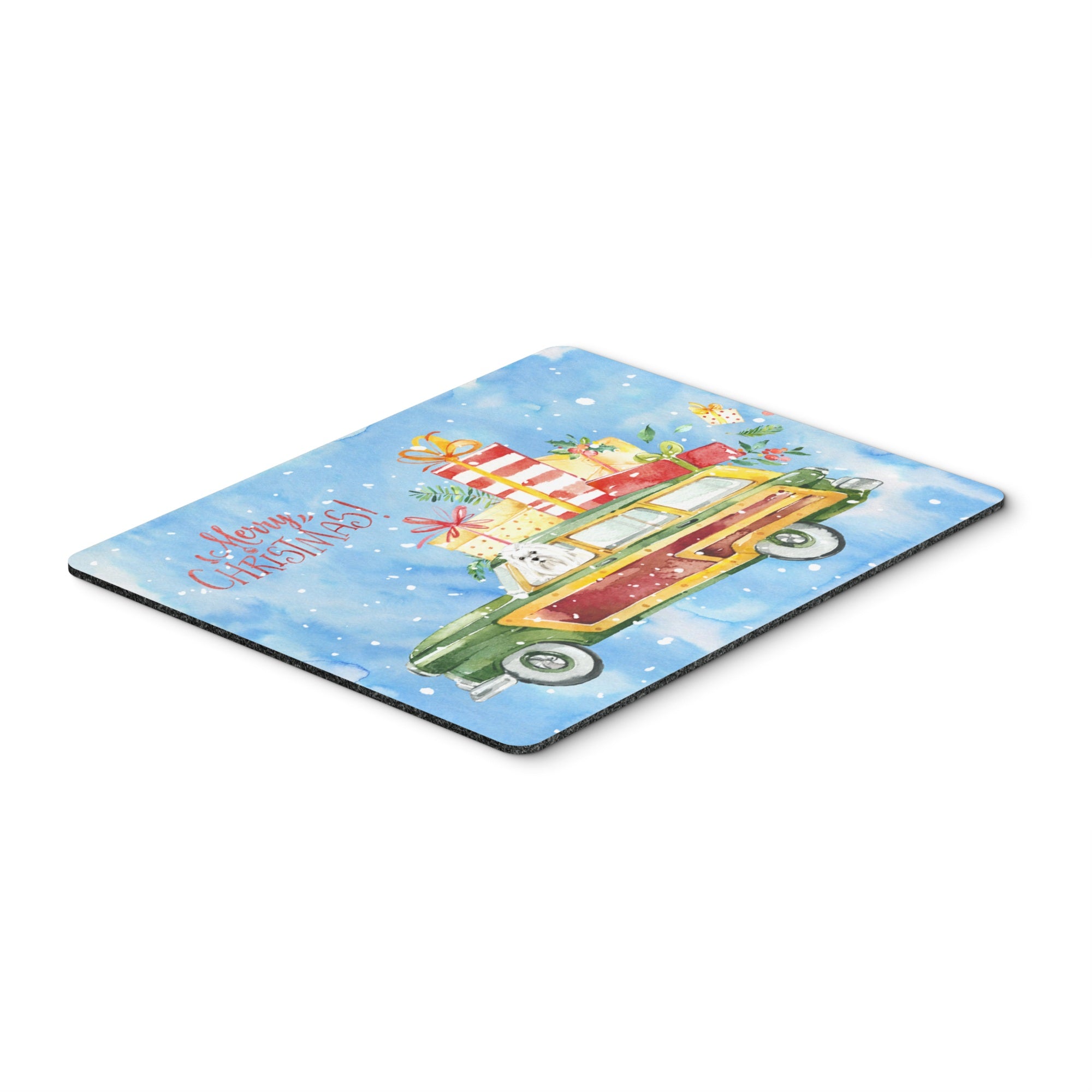 Merry Christmas Maltese Mouse Pad, Hot Pad Or Trivet