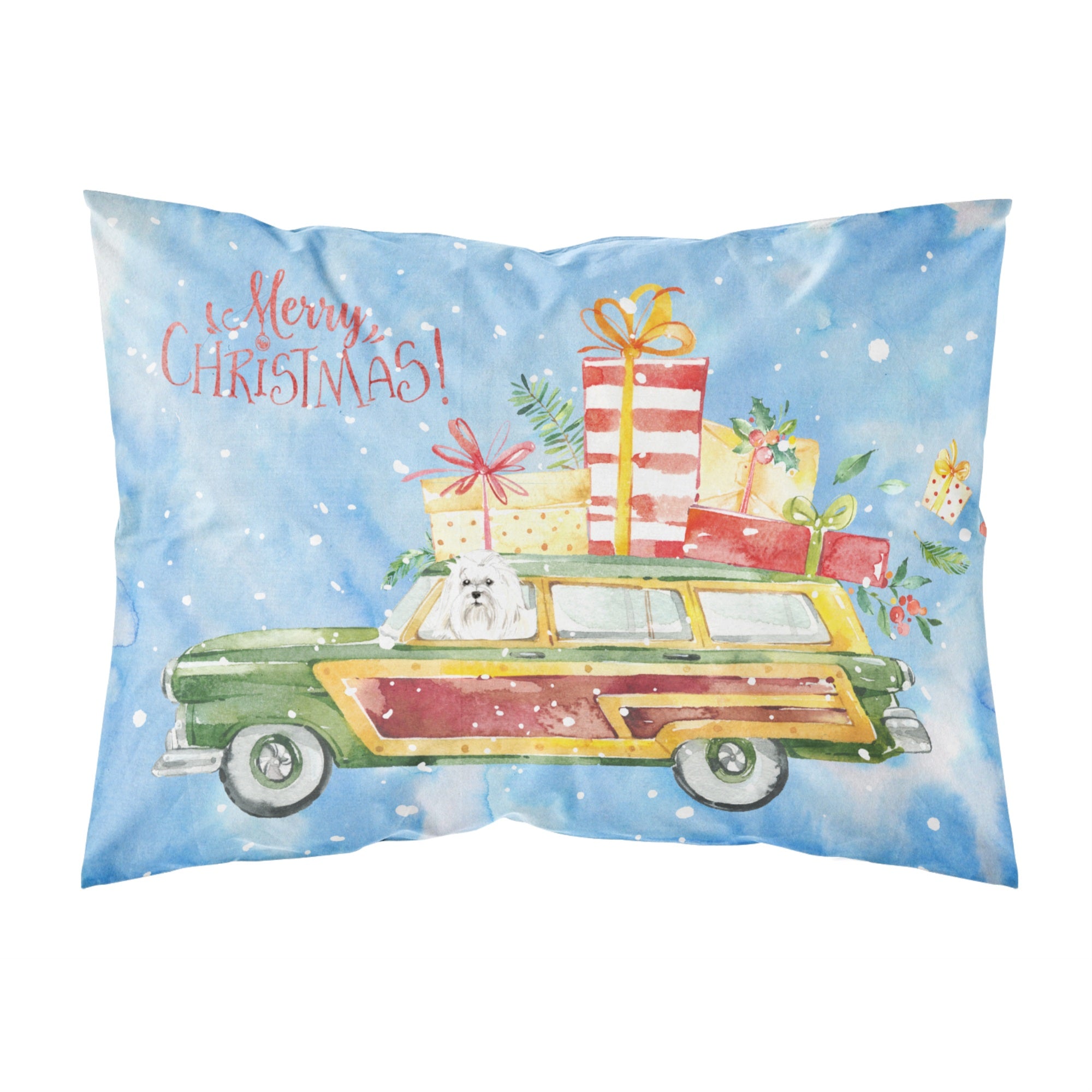 Merry Christmas Maltese Fabric Standard Pillowcase