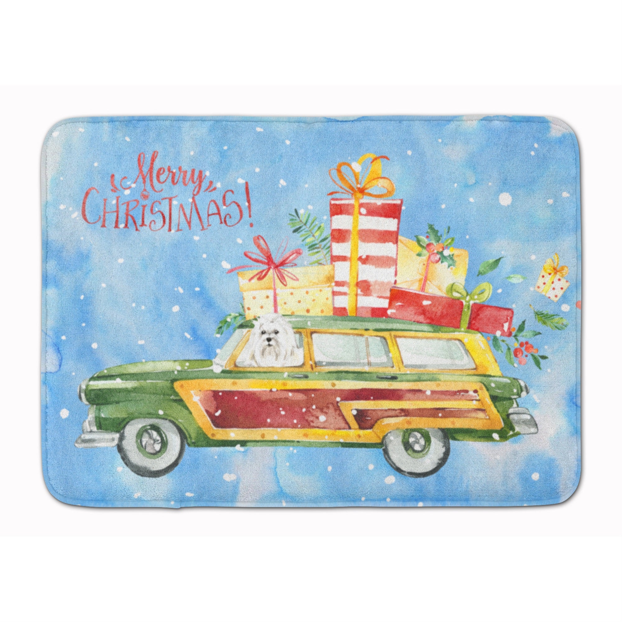 Caroline'S Treasures Merry Christmas Maltese Machine Washable Memory Foam Mat Doormats, Multicolor