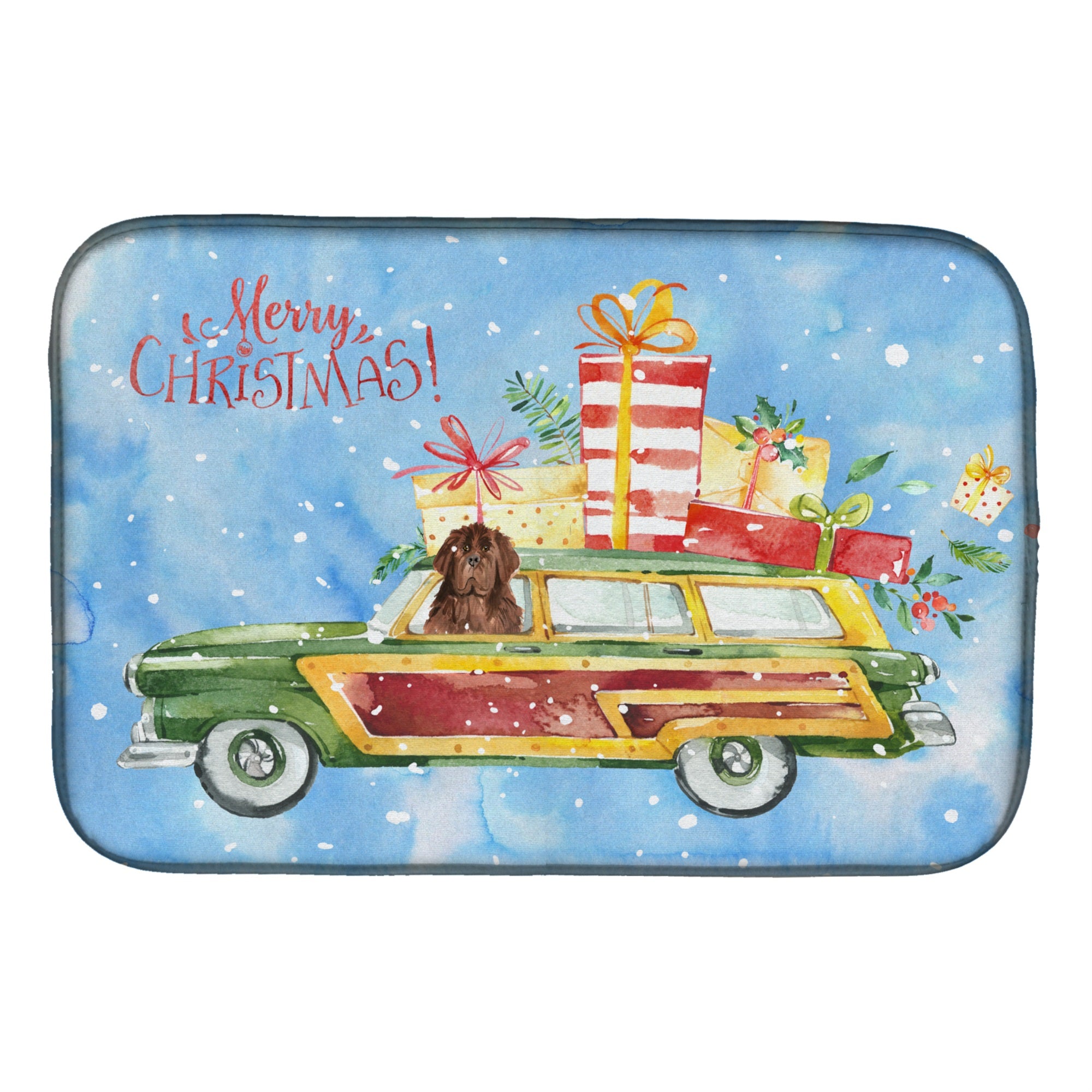 Caroline'S Treasures Ck2416Ddm Merry Christmas Newfoundland Dish-Drying-Mats, 14X21, Multicolor