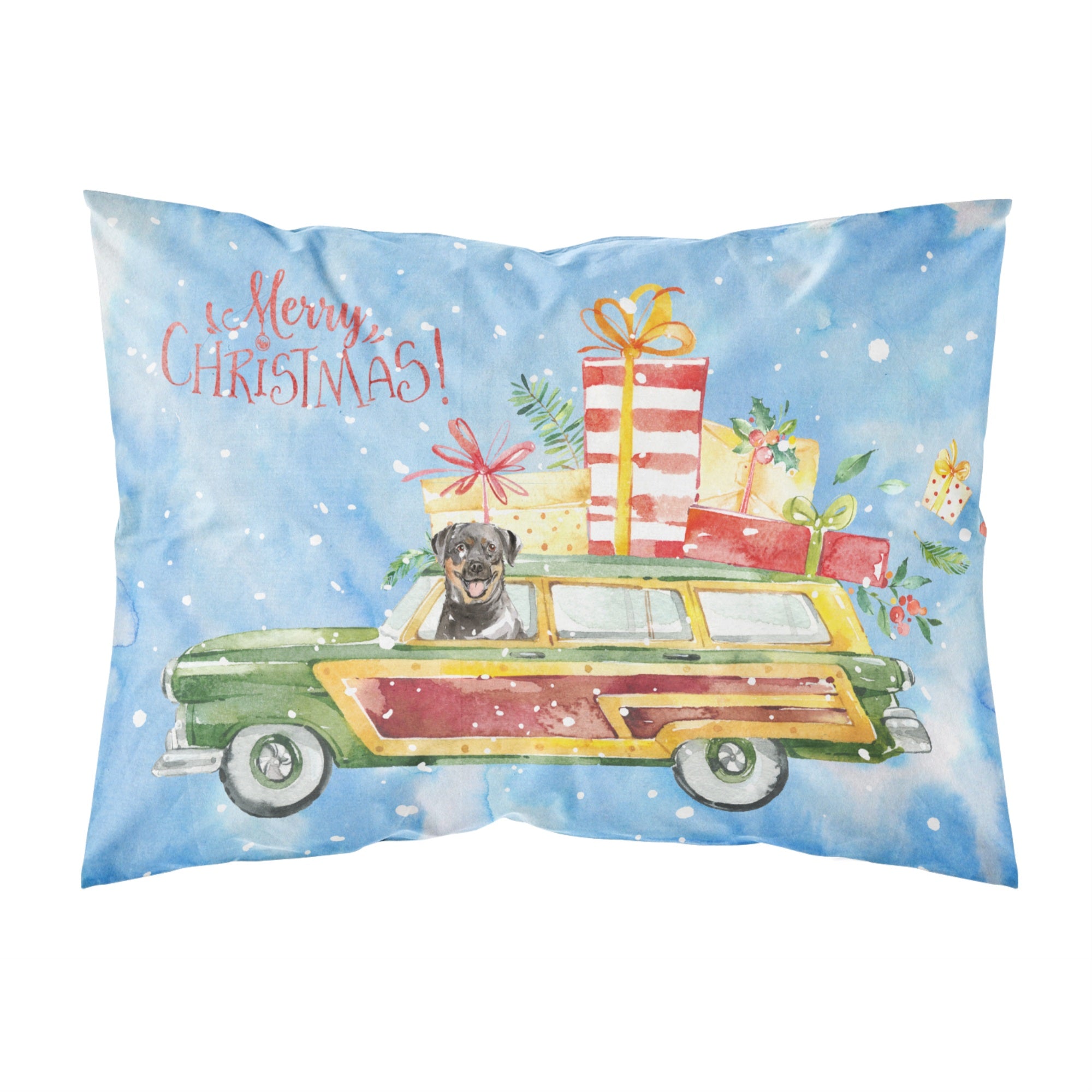 Merry Christmas Rottweiler Fabric Standard Pillowcase