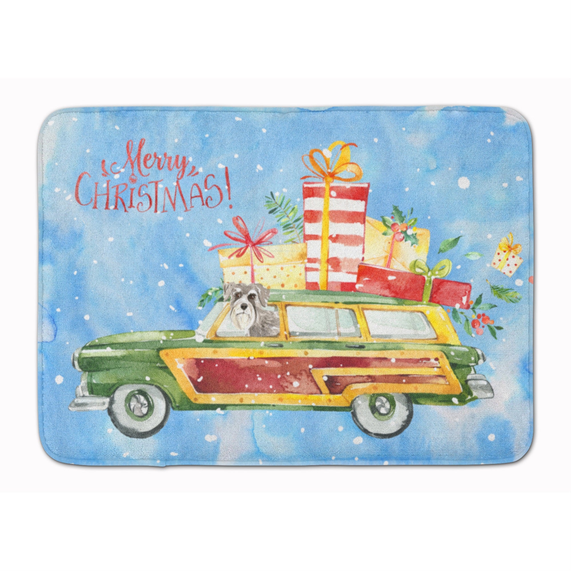Caroline'S Treasures Merry Christmas Schnauzer #2 Machine Washable Memory Foam Mat Doormats, Multicolor