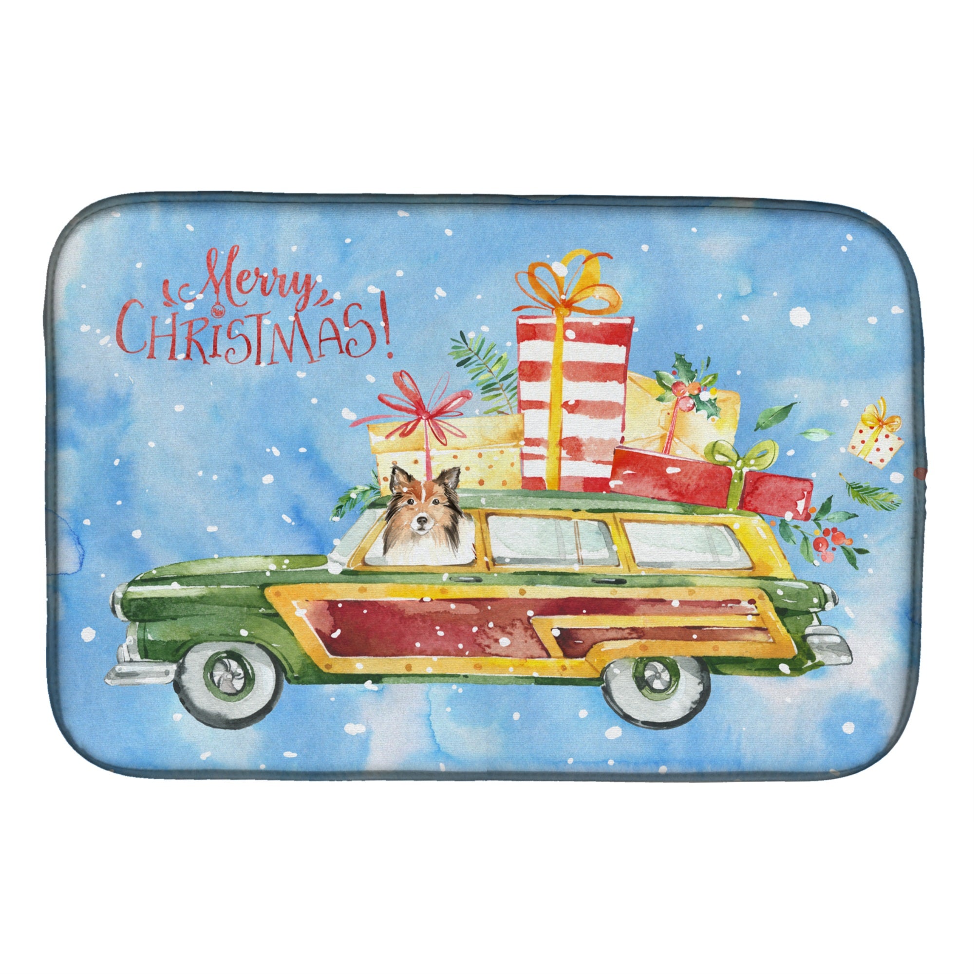 Caroline'S Treasures Ck2421Ddm Merry Christmas Sheltie Dish-Drying-Mats, 14X21, Multicolor